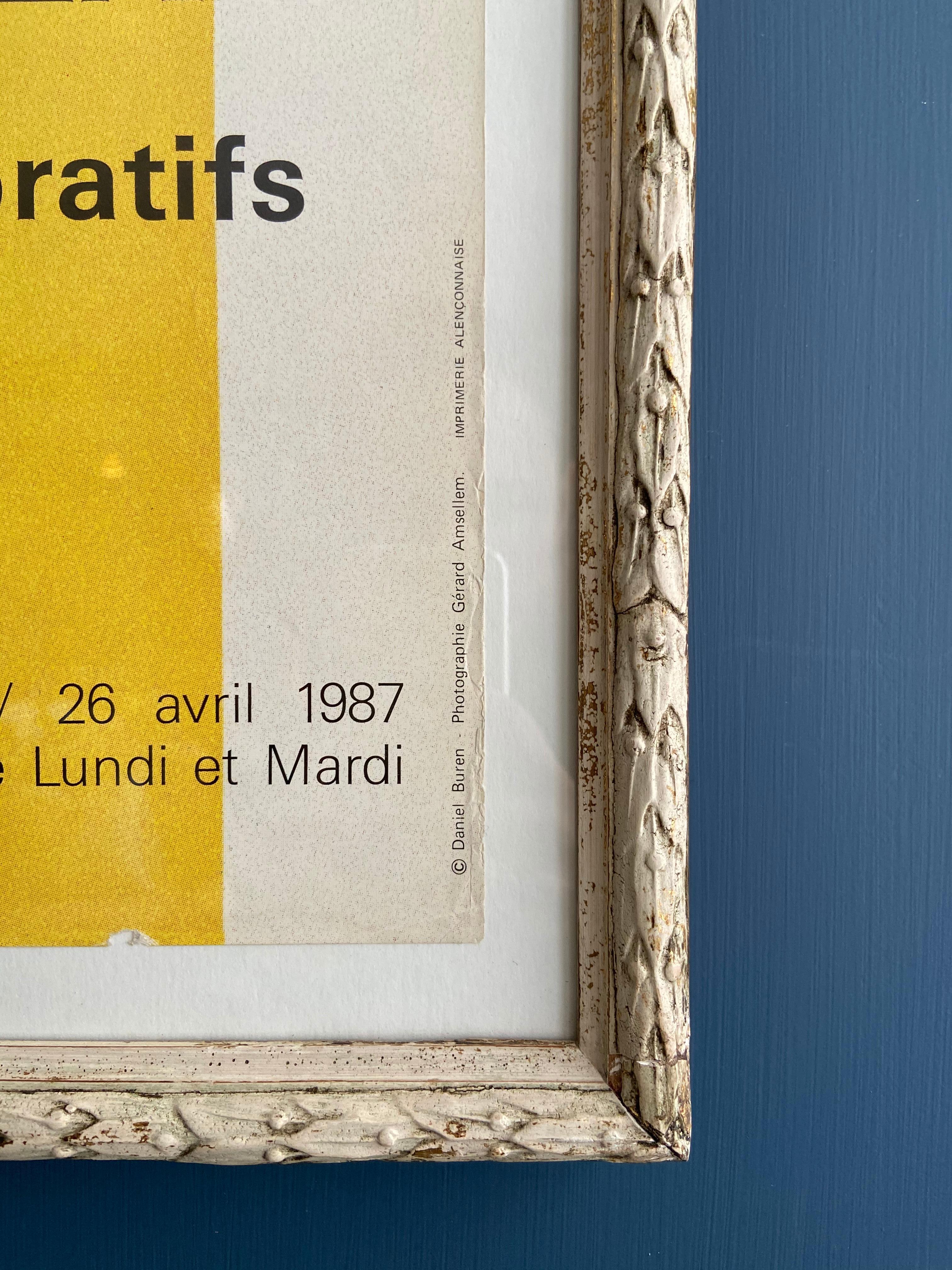 Affiche d'exposition vintage « Comme Lieu, situation 2 » de Daniel Buren, France, 1987 Bon état - En vente à Copenhagen K, DK