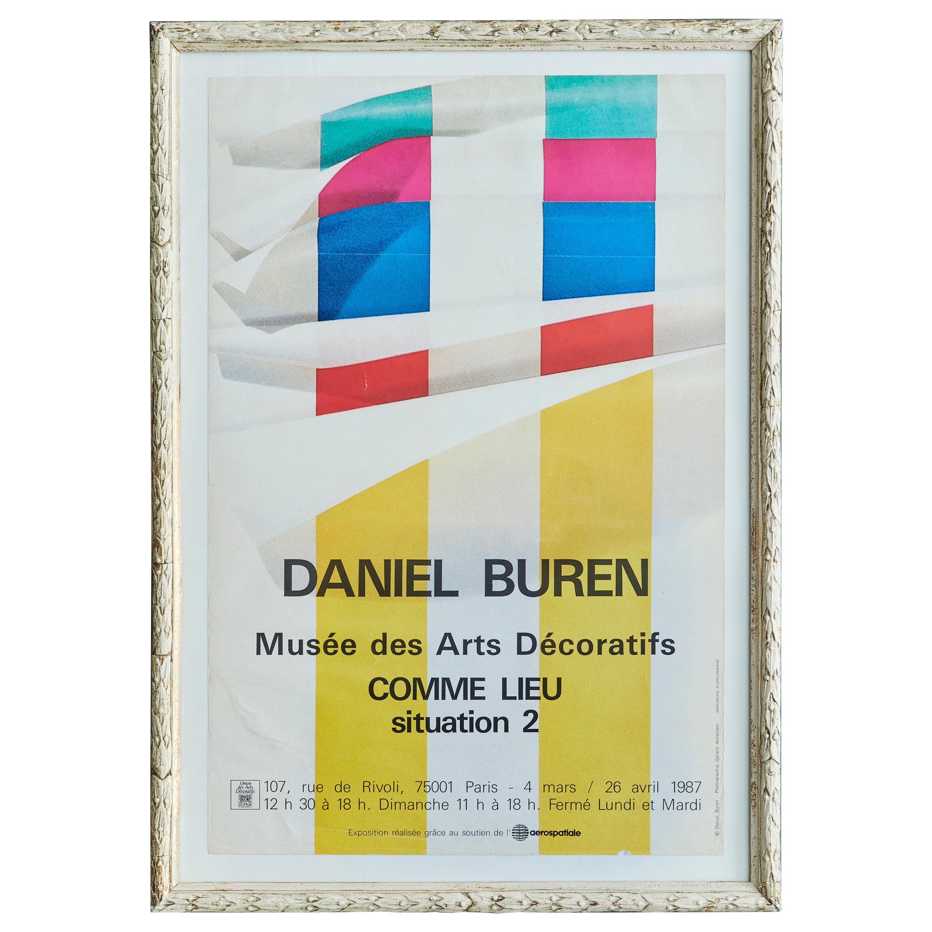 Affiche d'exposition vintage « Comme Lieu, situation 2 » de Daniel Buren, France, 1987 en vente