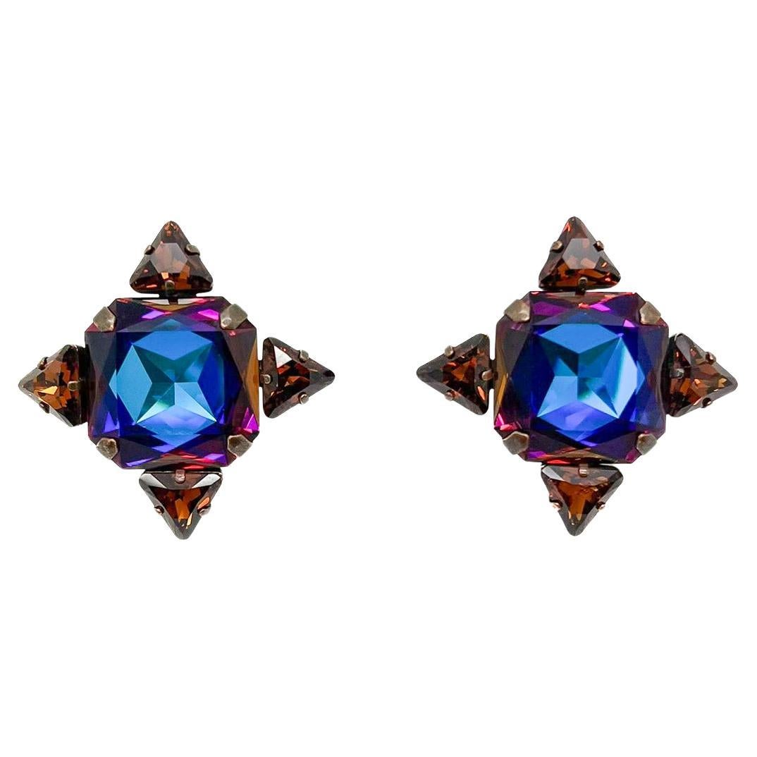 Vintage Daniel Swarovski Kaleidoscope Earrings 2000s For Sale