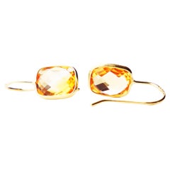 Vintage Danish 18K Dangle Drop Earrings Citrin massiv 18K Gold /2.2gr