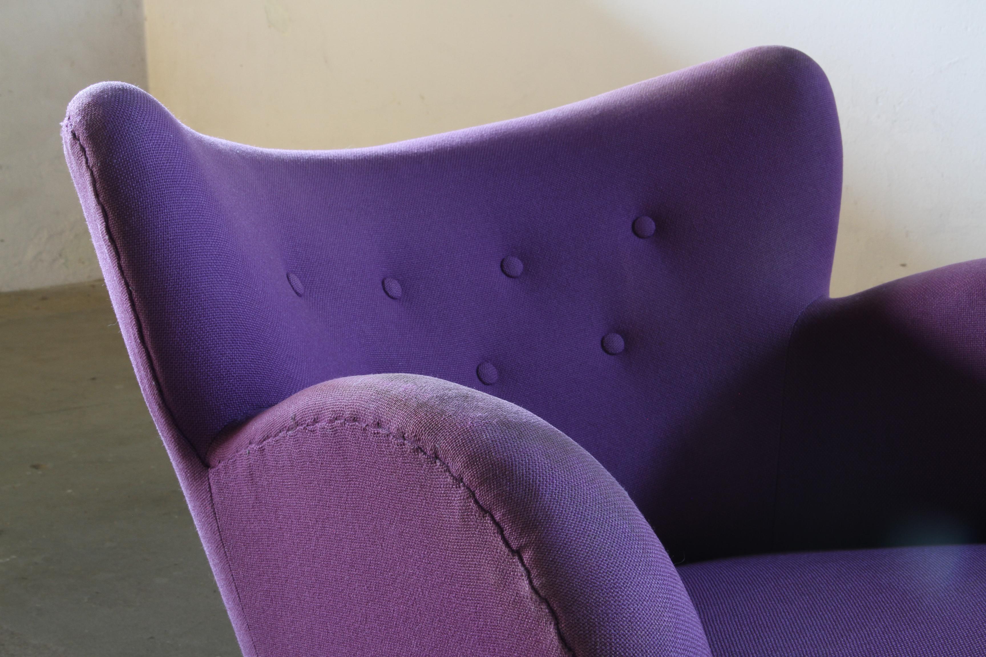 Vintage Danish 1930s Club Lounge Chair, Style of Fritz Hansen & Flemming Lassen For Sale 5