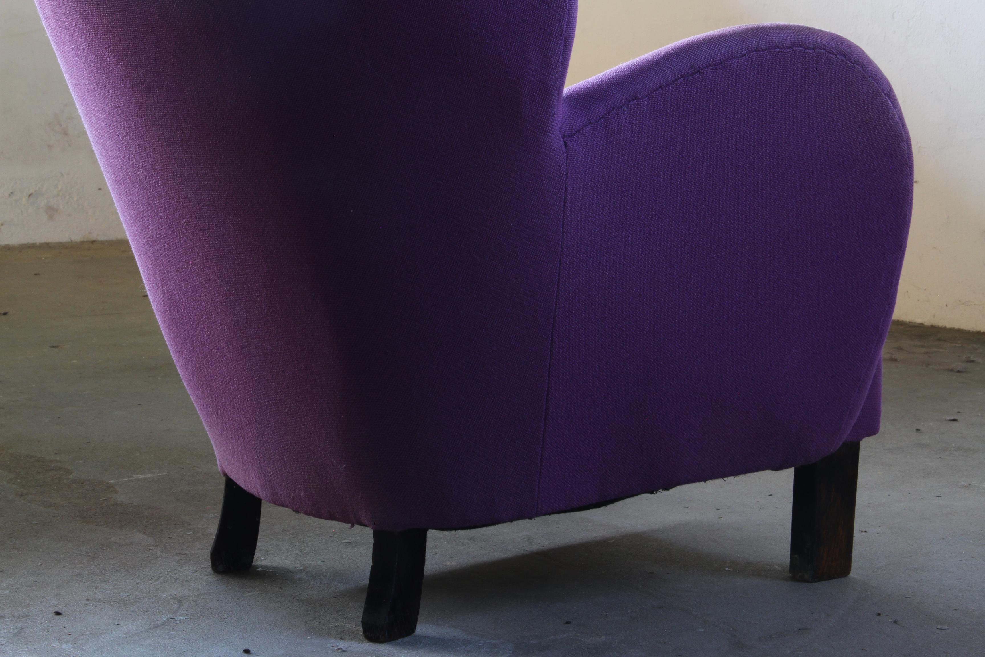 Vintage Danish 1930s Club Lounge Chair, Style of Fritz Hansen & Flemming Lassen For Sale 12