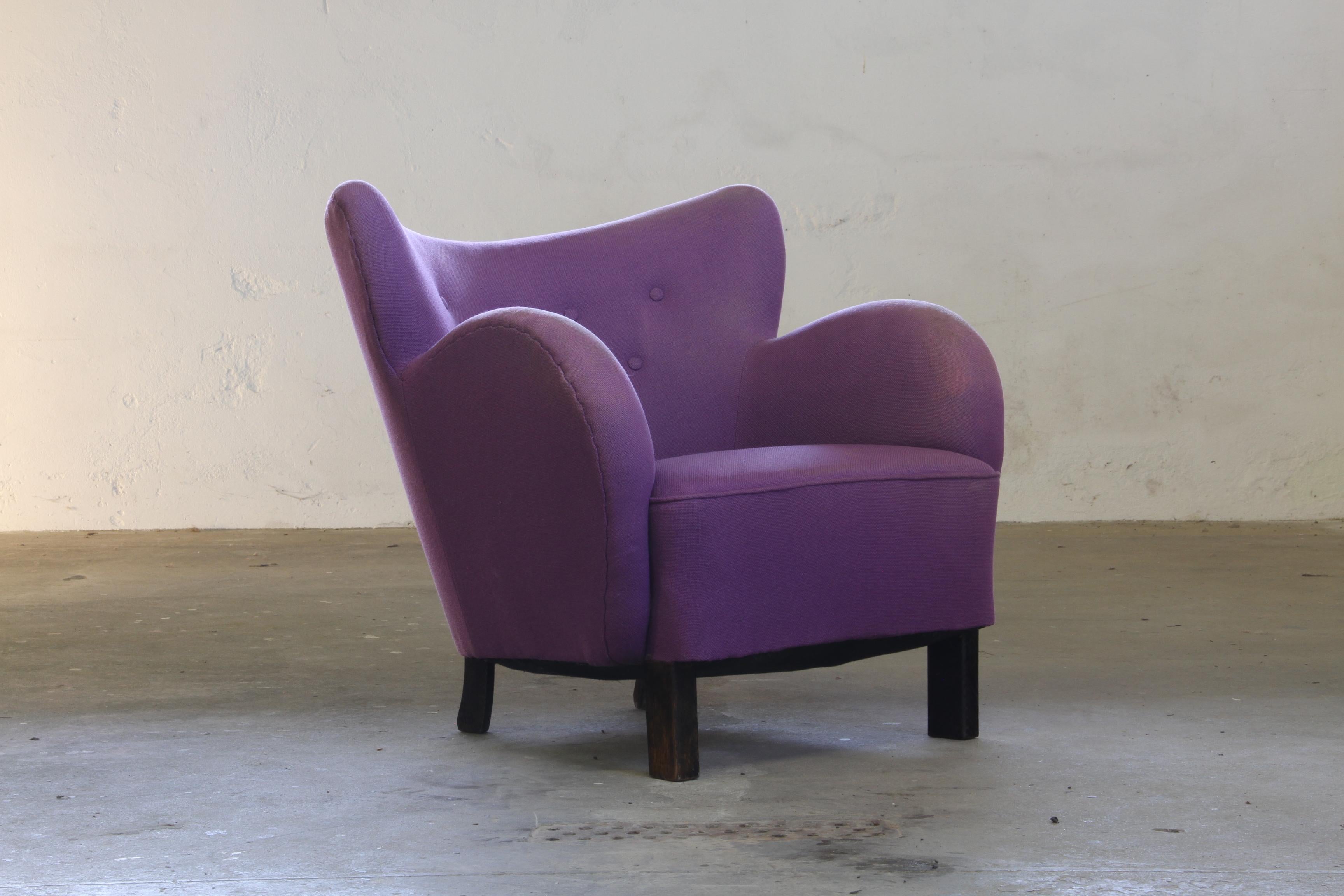 Vintage Danish 1930s Club Lounge Chair, Style of Fritz Hansen & Flemming Lassen In Good Condition For Sale In Store Heddinge, DK