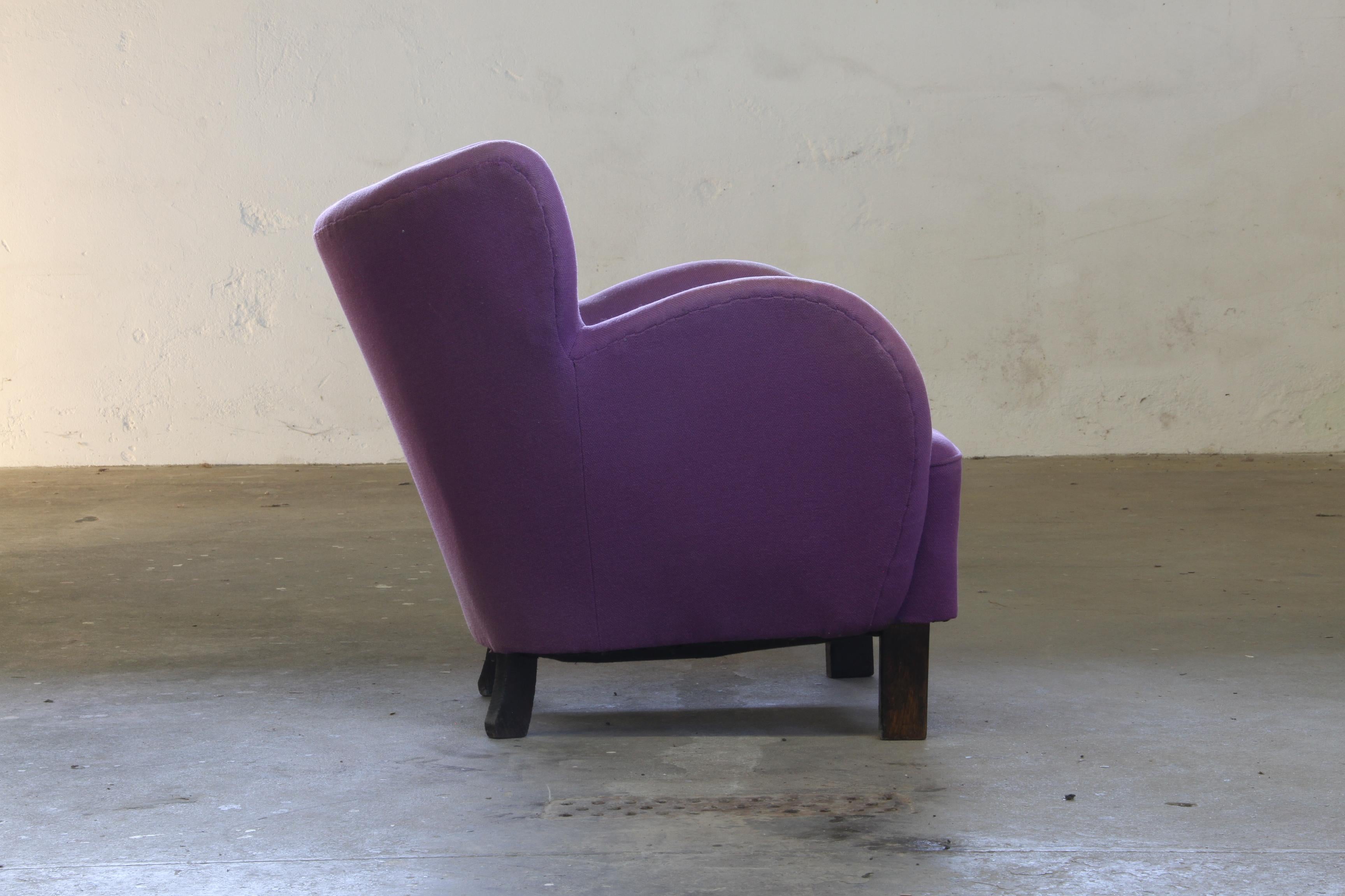 Mid-20th Century Vintage Danish 1930s Club Lounge Chair, Style of Fritz Hansen & Flemming Lassen For Sale