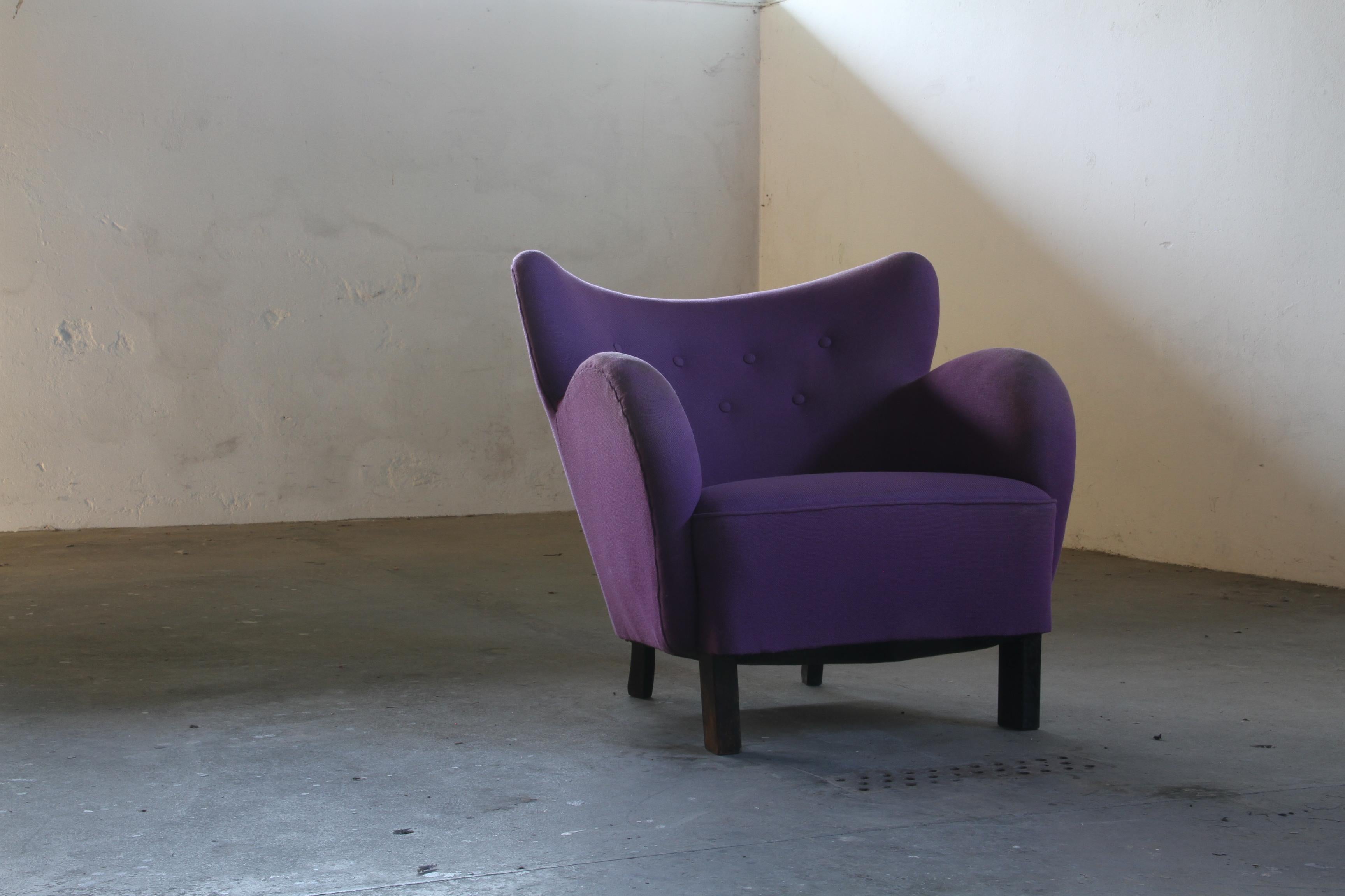 Vintage Danish 1930s Club Lounge Chair, Style of Fritz Hansen & Flemming Lassen For Sale 1