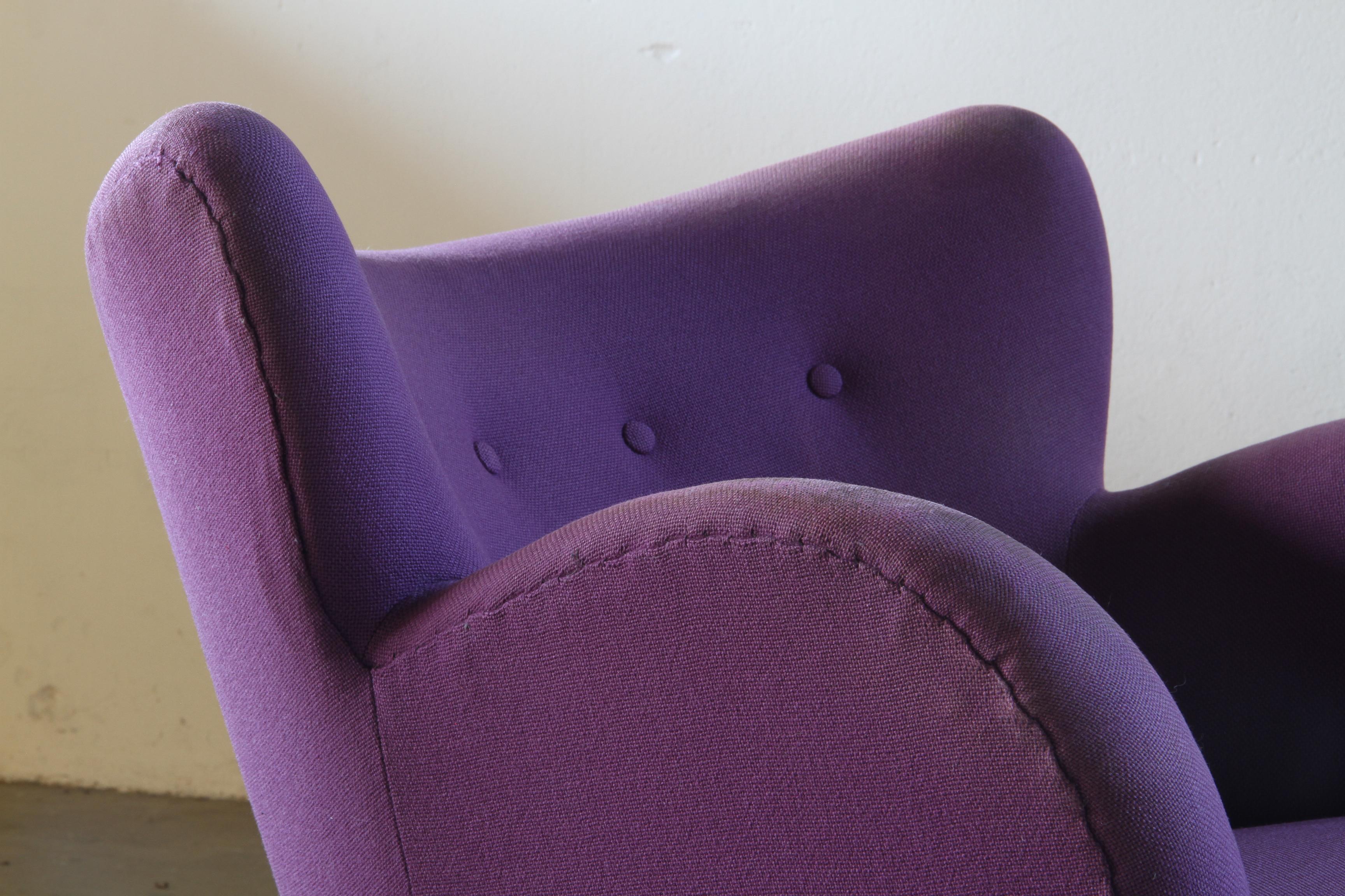 Vintage Danish 1930s Club Lounge Chair, Style of Fritz Hansen & Flemming Lassen For Sale 3