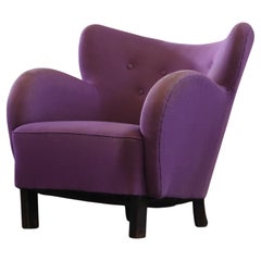 Vintage Danish 1930s Club Lounge Chair, Style of Fritz Hansen & Flemming Lassen