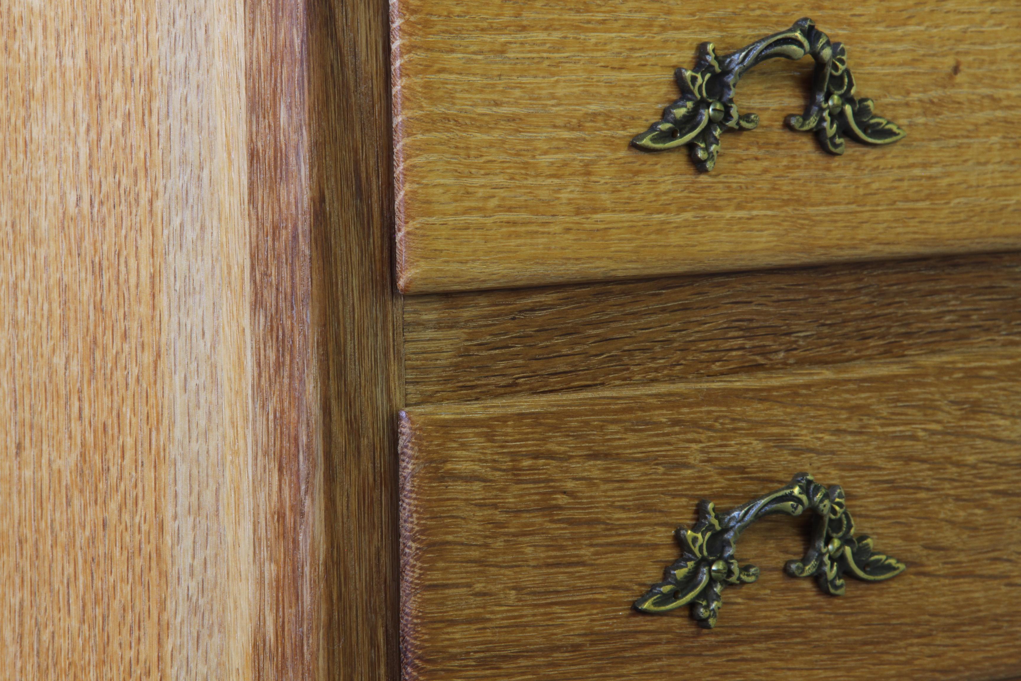 Brass Vintage Danish 1967 Highboy 6 Drawer Dresser in Oak For Sale