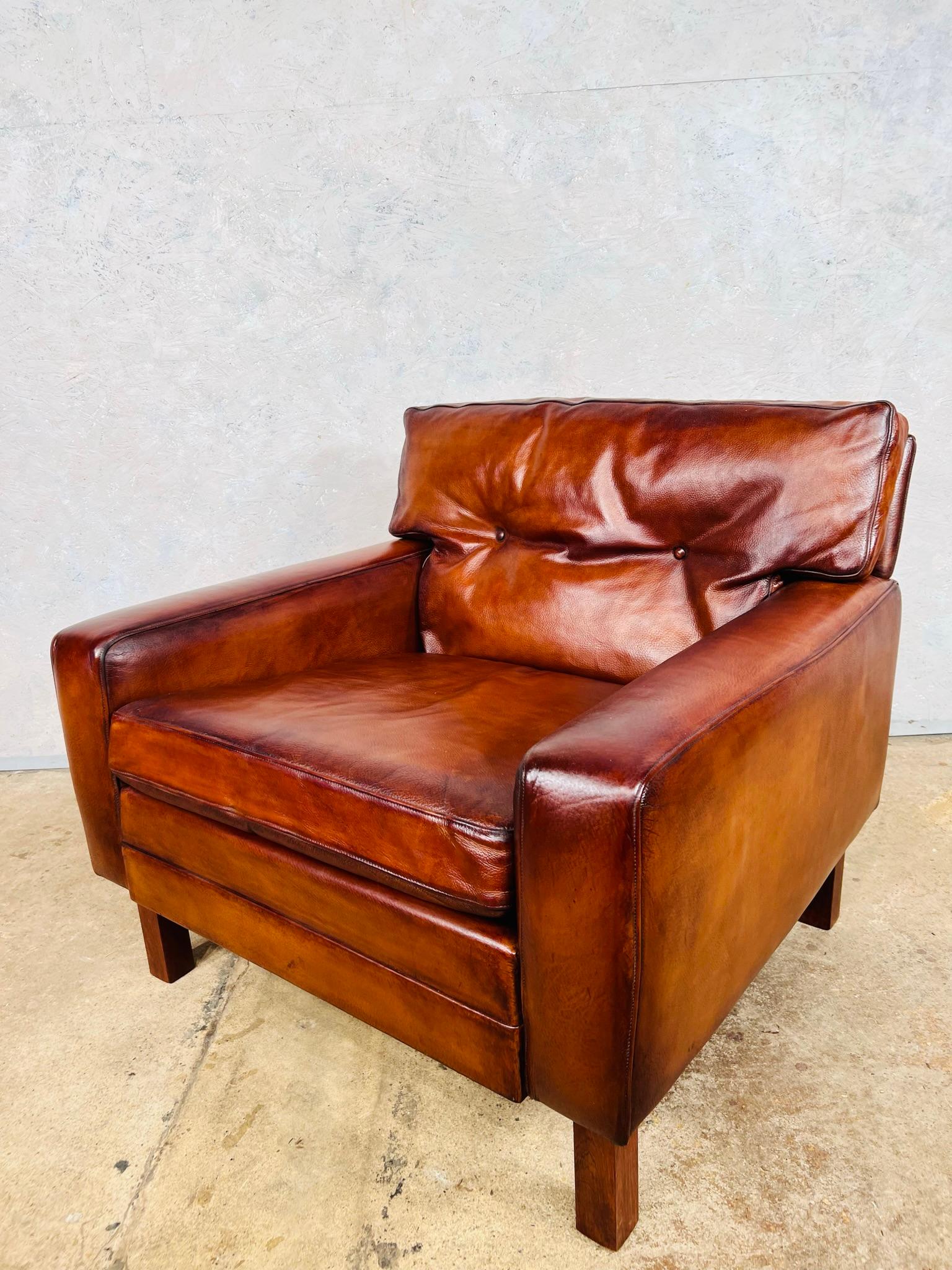 Vintage Danish 1970s Thams Kvalitet Leather Armchair #800 In Good Condition For Sale In Lewes, GB