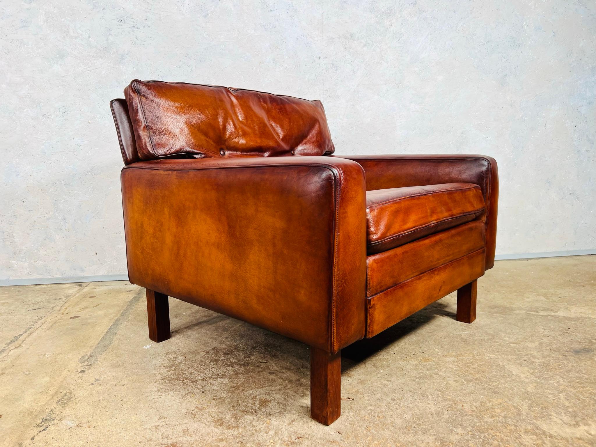 Vintage Danish 1970s Thams Kvalitet Leather Armchair #800 For Sale 3
