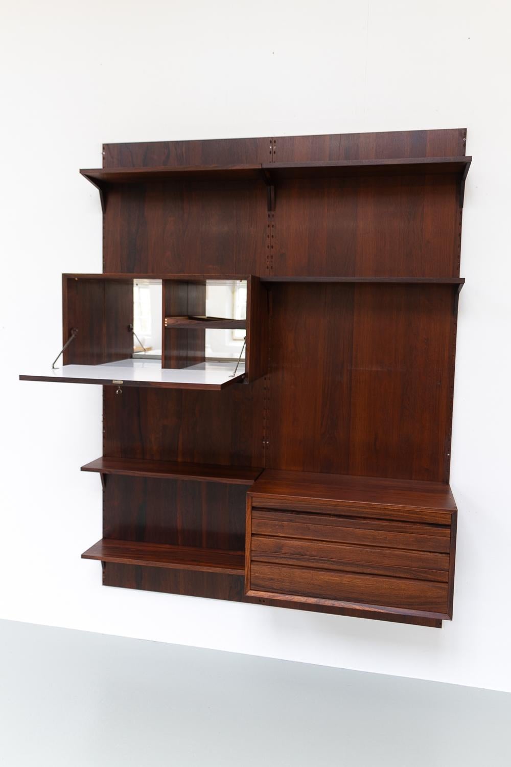 Vintage Danish 2-Bay Rosewood Modular Wall Unit by Poul Cadovius for Cado 1960s. For Sale 6