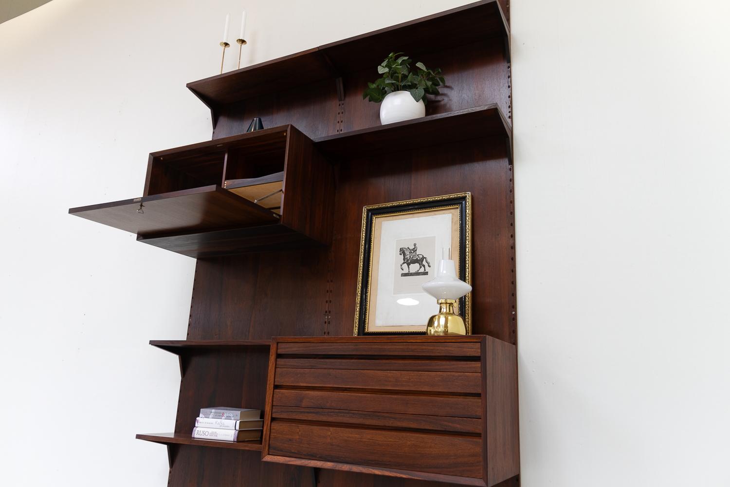Vintage Danish 2-Bay Rosewood Modular Wall Unit by Poul Cadovius for Cado 1960s. For Sale 9