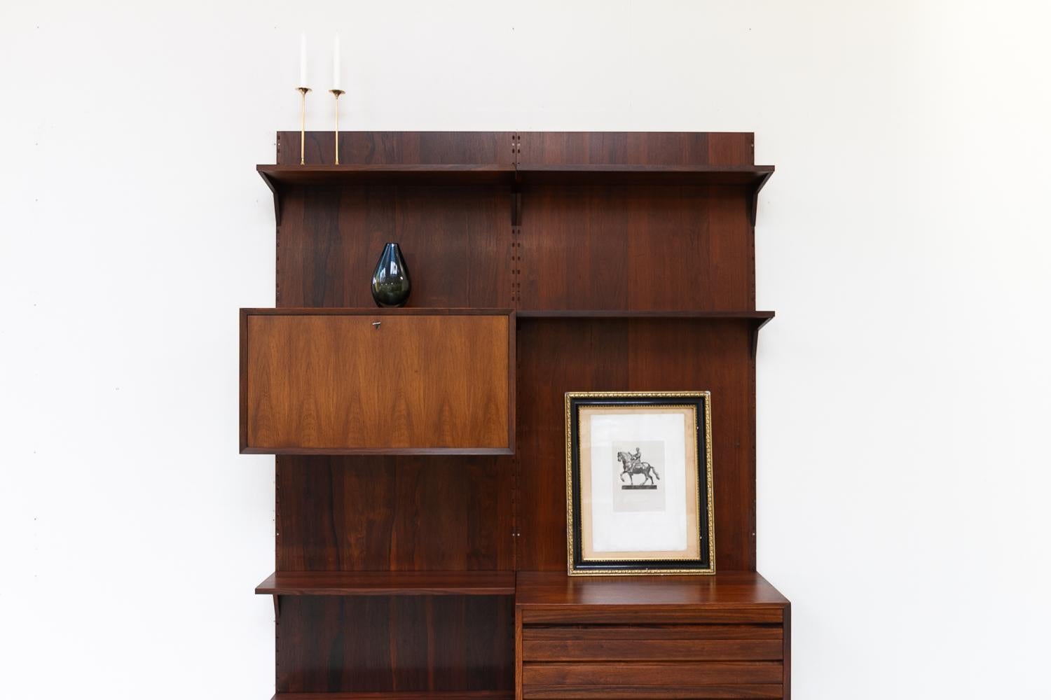 Vintage Danish 2-Bay Rosewood Modular Wall Unit by Poul Cadovius for Cado 1960s. For Sale 14