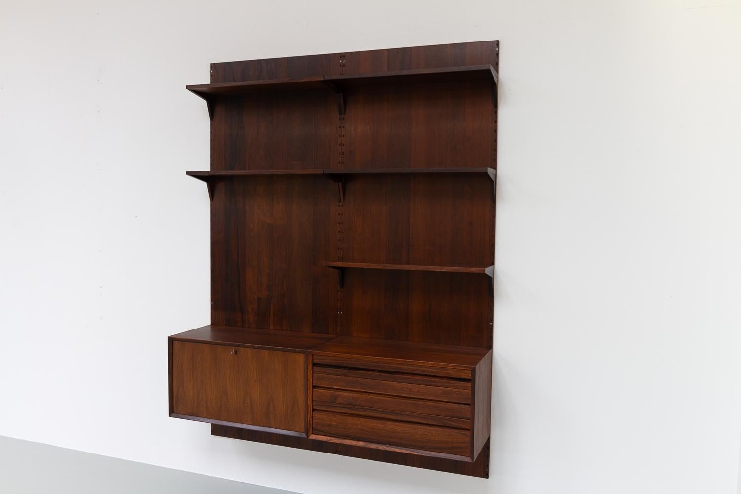 Scandinavian Modern Vintage Danish 2-Bay Rosewood Modular Wall Unit by Poul Cadovius for Cado 1960s. For Sale