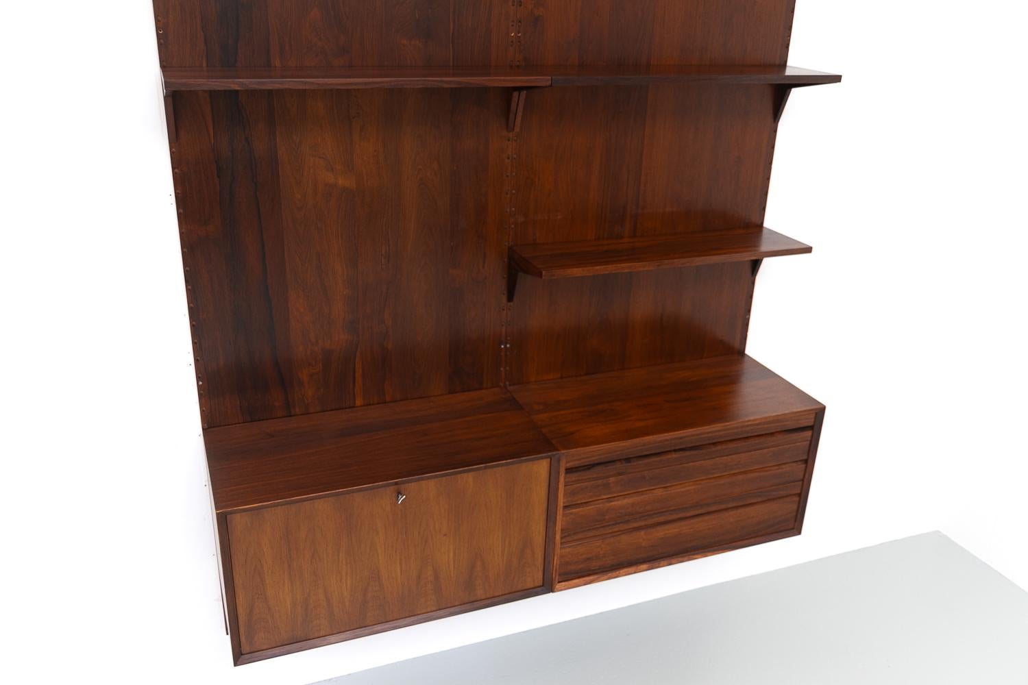 Mid-20th Century Vintage Danish 2-Bay Rosewood Modular Wall Unit by Poul Cadovius for Cado 1960s. For Sale