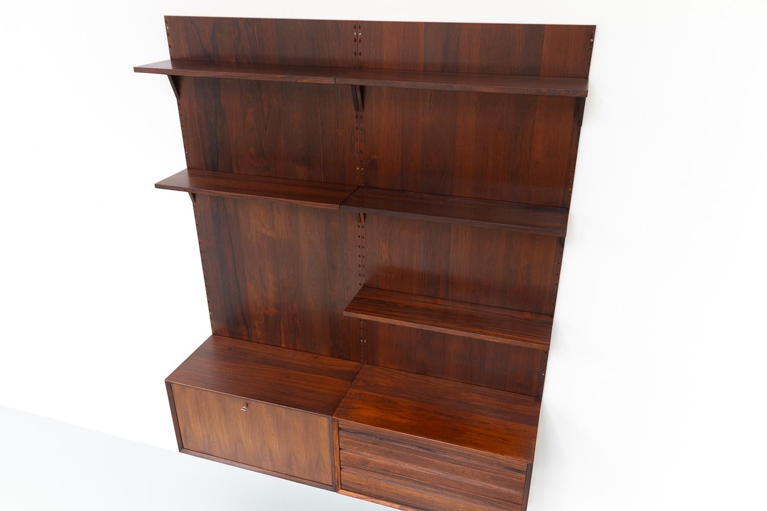 Vintage Danish 2-Bay Rosewood Modular Wall Unit by Poul Cadovius for Cado 1960s. For Sale 2