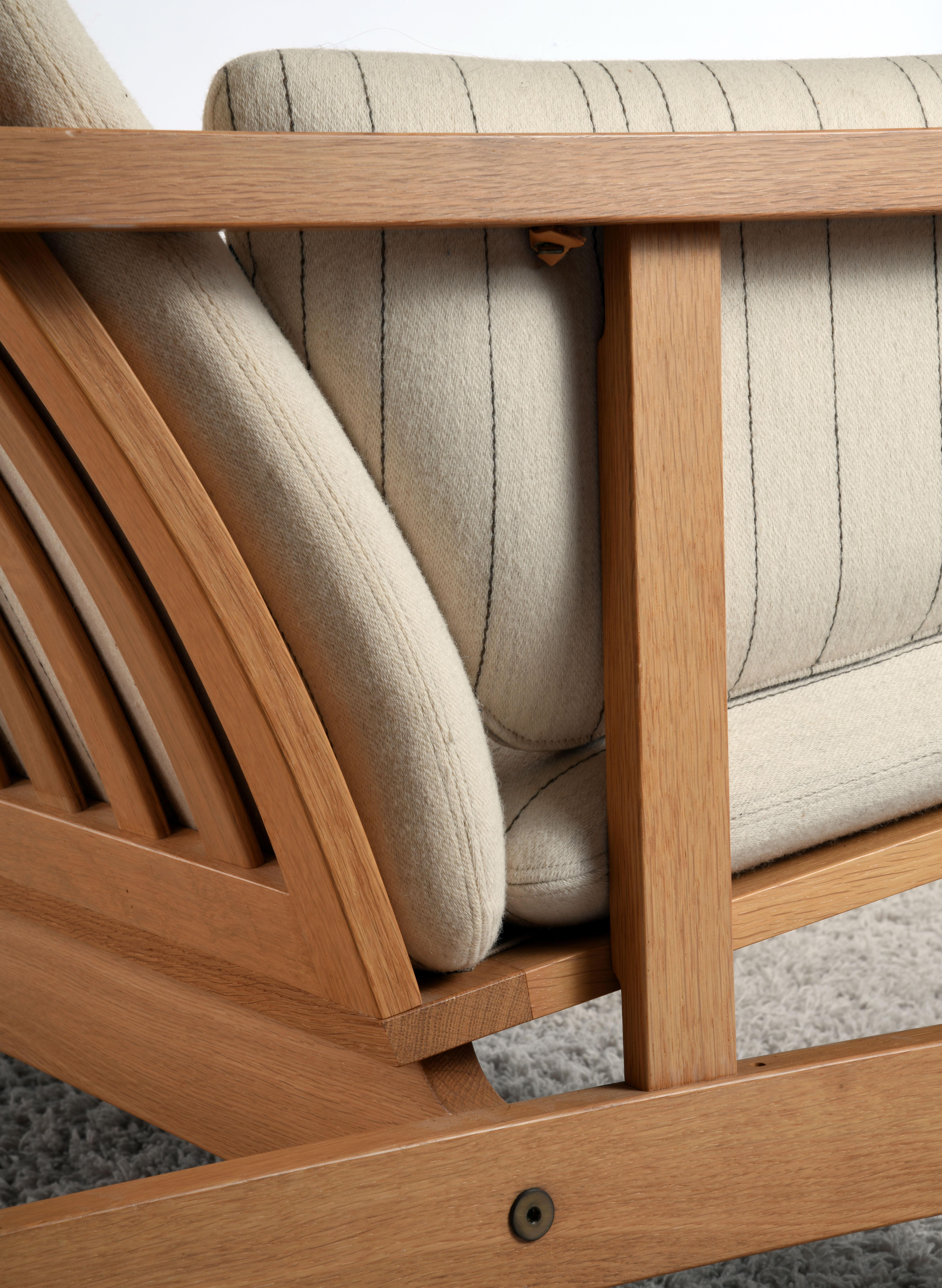 Vintage Danish 2 Seat Sofa Designed by Børge Mogensen Solid Oak and Textile 5