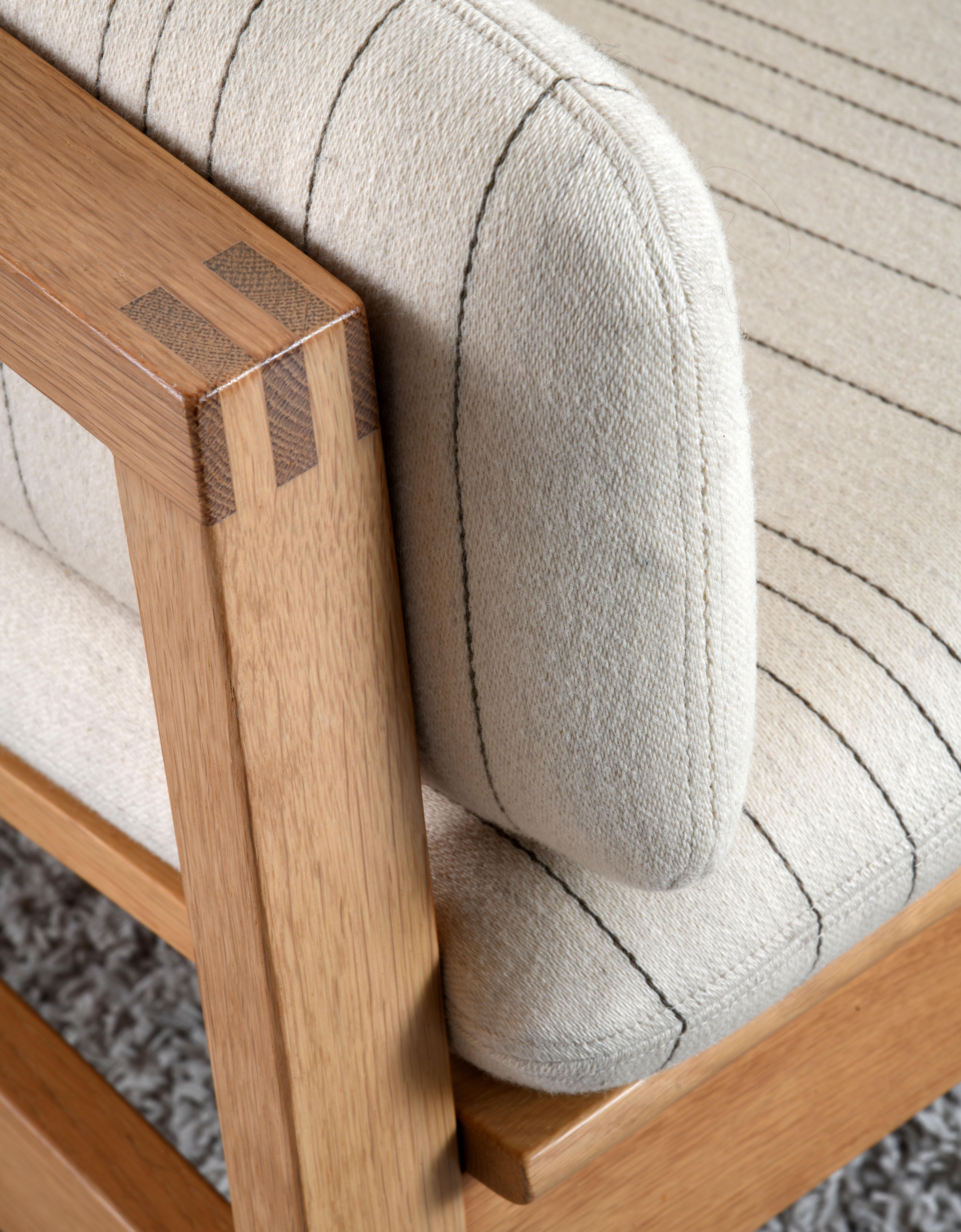 Vintage Danish 2 Seat Sofa Designed by Børge Mogensen Solid Oak and Textile 7