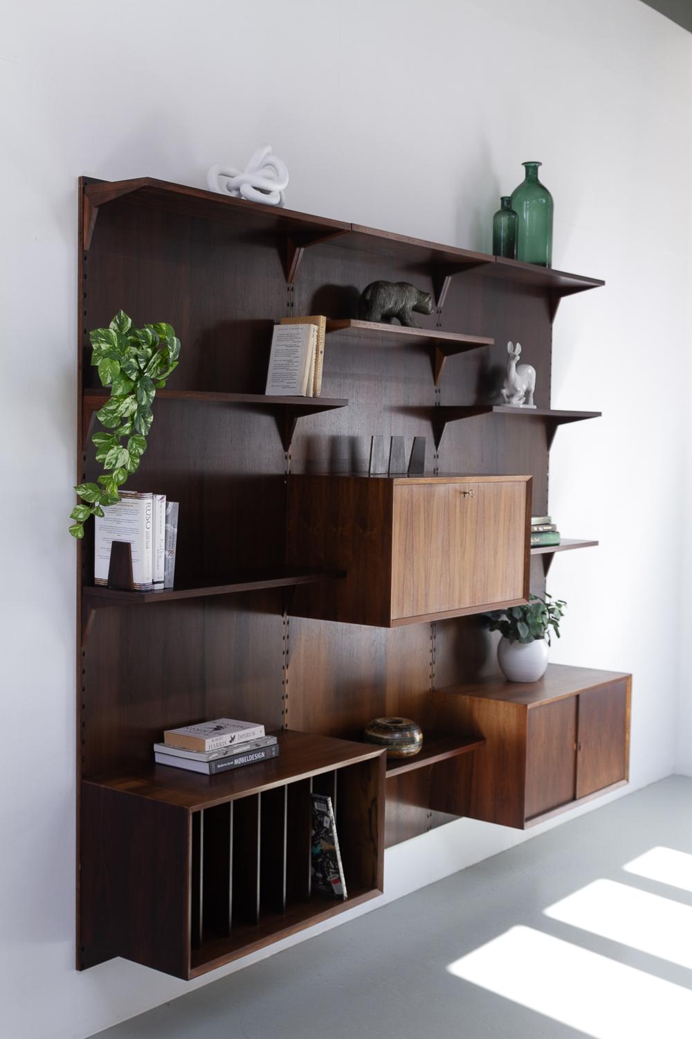 Vintage Danish 3-Bay Rosewood Modular Wall Unit by Poul Cadovius for Cado 1960s. 10