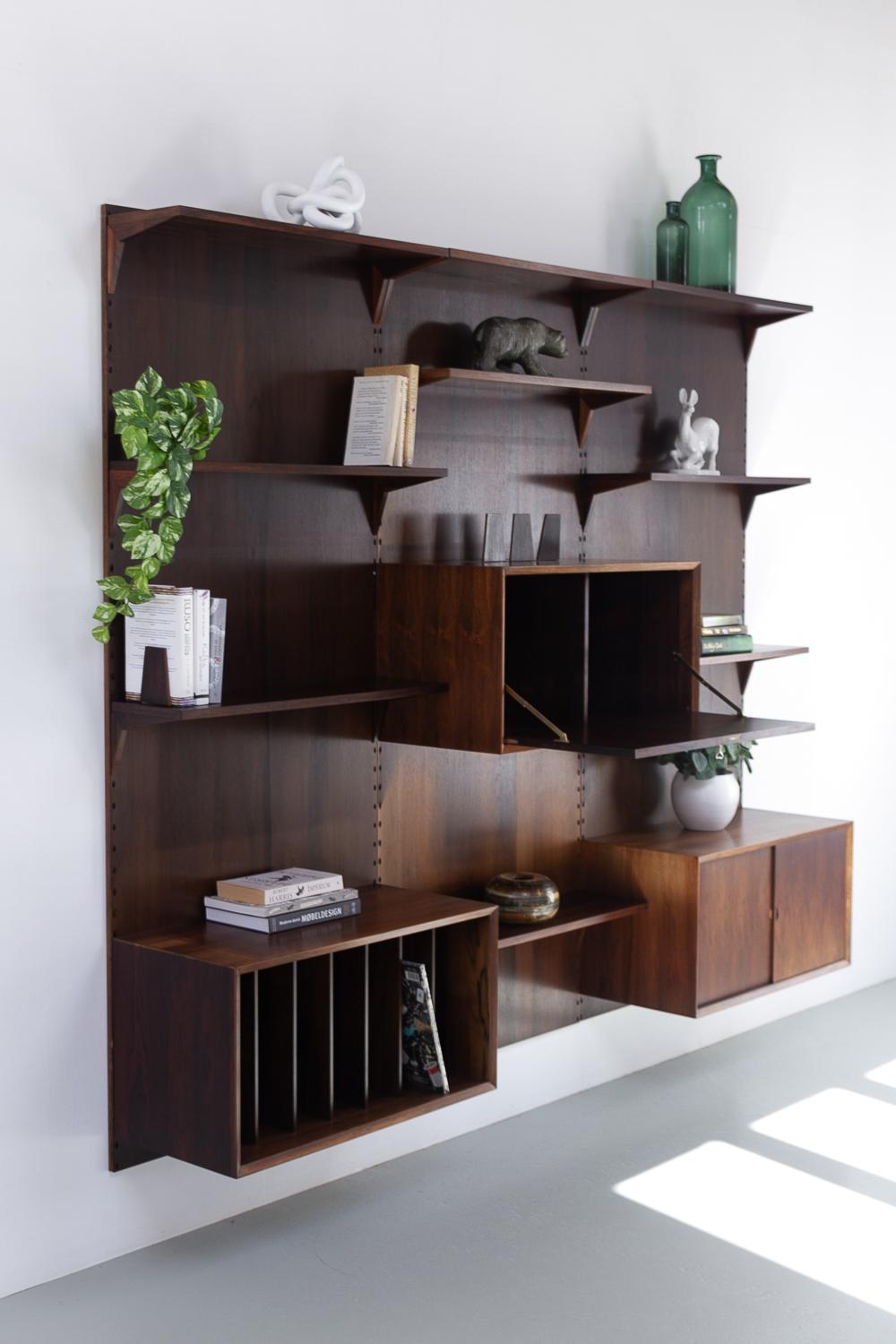 Vintage Danish 3-Bay Rosewood Modular Wall Unit by Poul Cadovius for Cado 1960s. 11