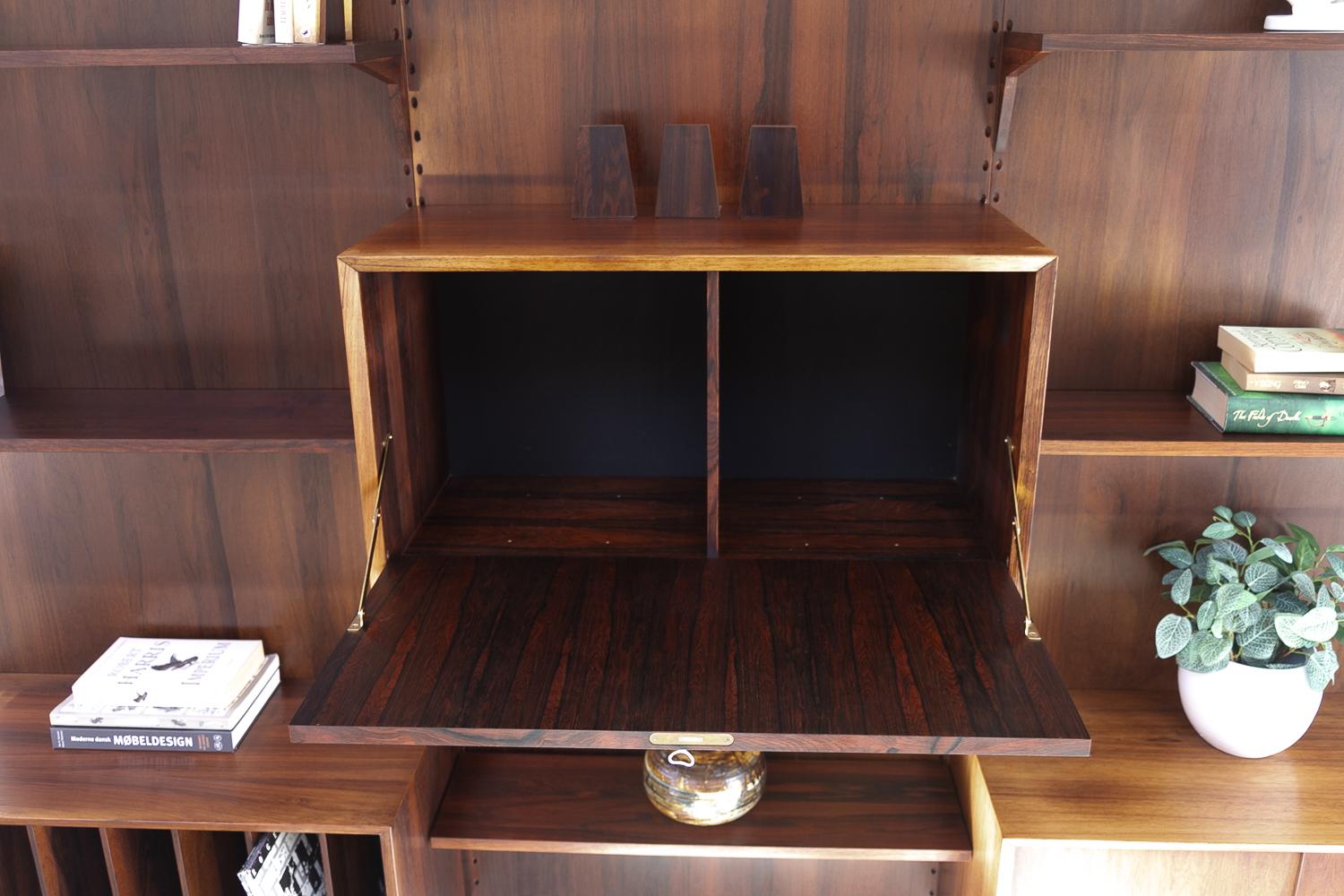 Vintage Danish 3-Bay Rosewood Modular Wall Unit by Poul Cadovius for Cado 1960s. 12