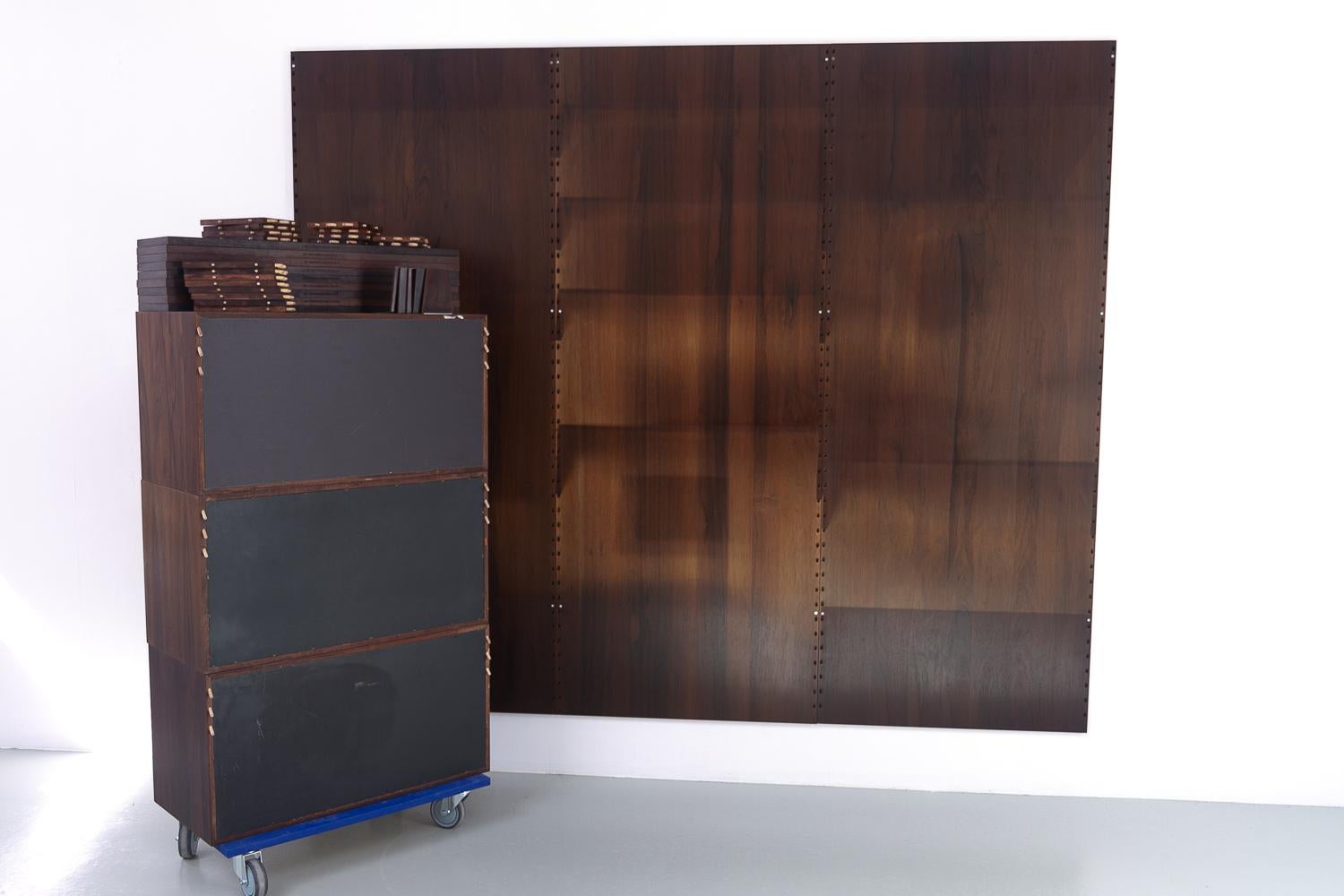 Vintage Danish 3-Bay Rosewood Modular Wall Unit by Poul Cadovius for Cado 1960s. 14