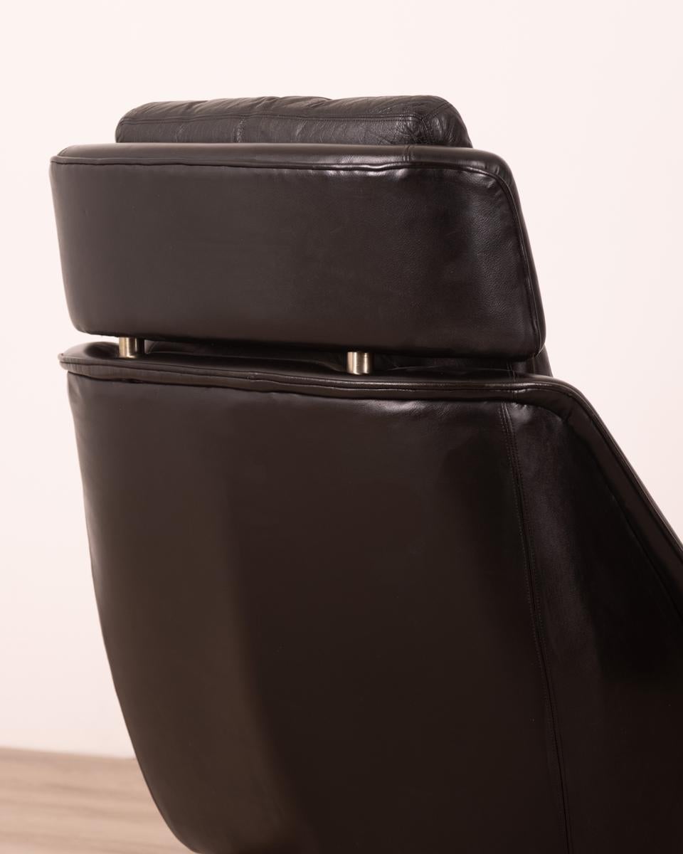 Vintage Danish 60's Black Leather Armchair Design Illum Illum Wikkelsø 5
