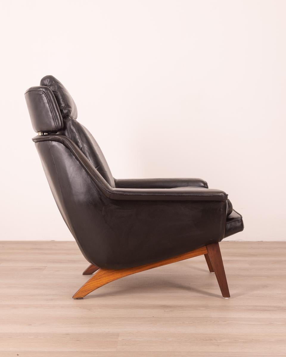 Vintage Danish 60's Black Leather Armchair Design Illum Illum Wikkelsø In Good Condition In None, IT