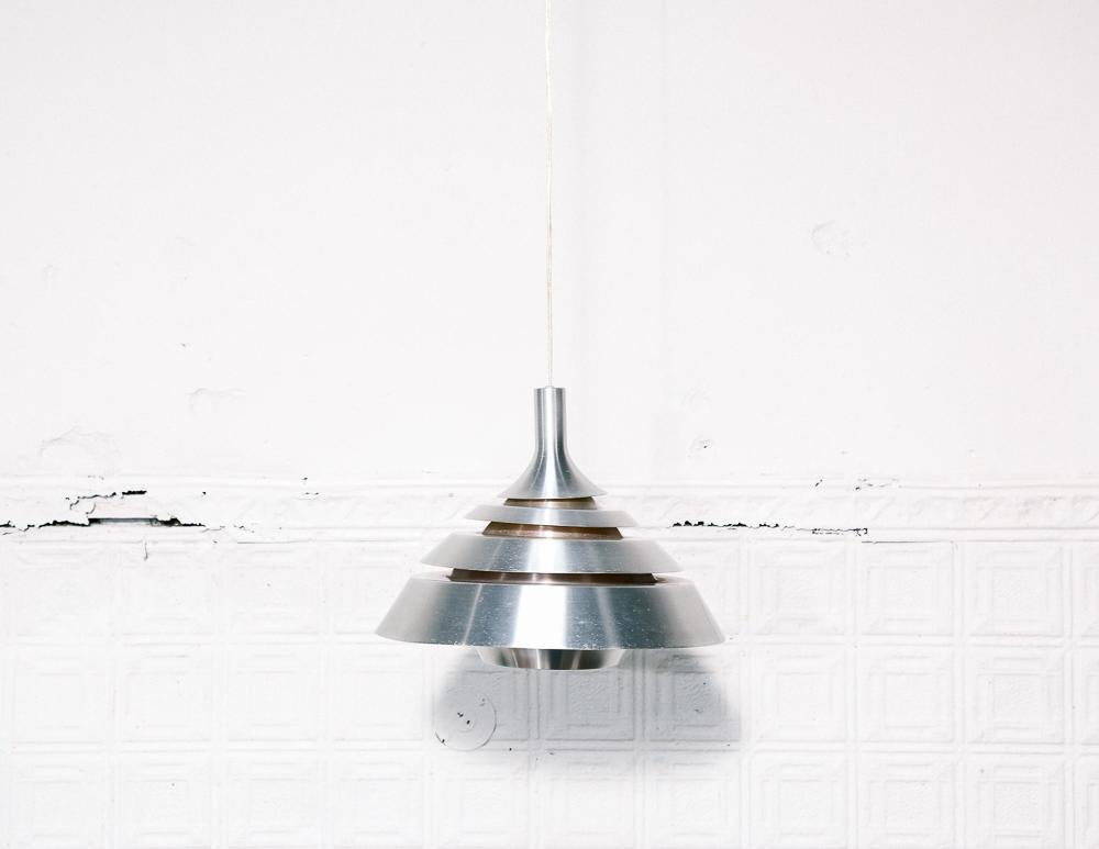 Vintage Danish Aluminum Pendant Lamp by Dana In Good Condition In Brooklyn, NY