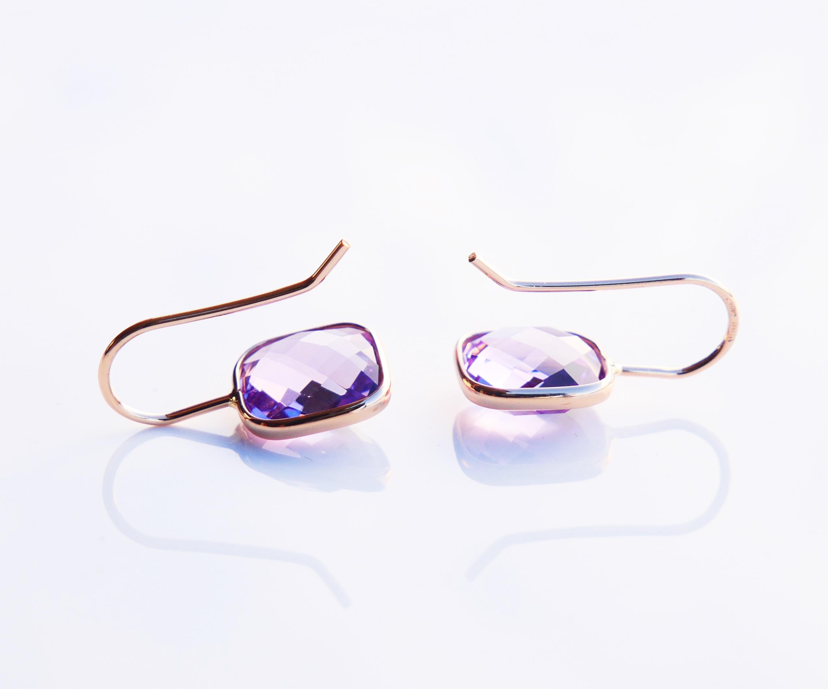 Vintage Danish Amethyst Earrinngs Dangle solid 18K Gold /2.4gr For Sale 5