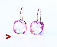 Boucles d'oreilles d'améthyste danoise Vintage Dangle en or 18K /2.4gr