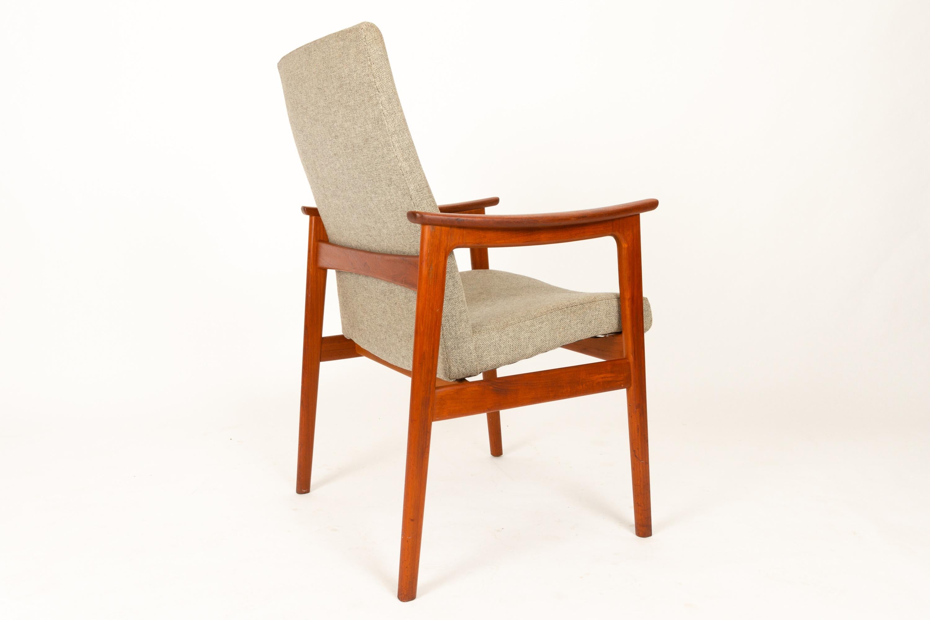 Mid-20th Century Vintage Danish Armchair in Teak and Wool by Erik Kierkegaard for Høng, 1960s