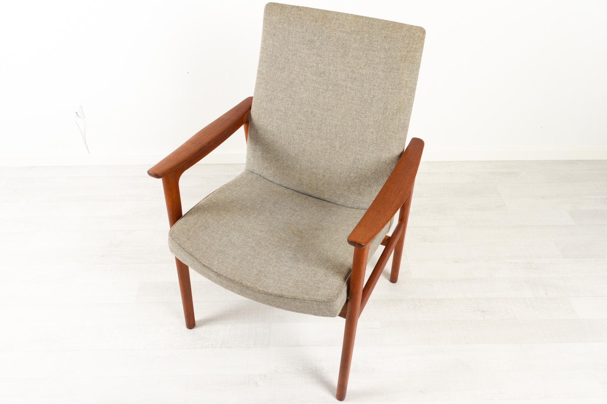 Wool Vintage Danish Armchair in Teak by Erik Kierkegaard for Høng, 1960s