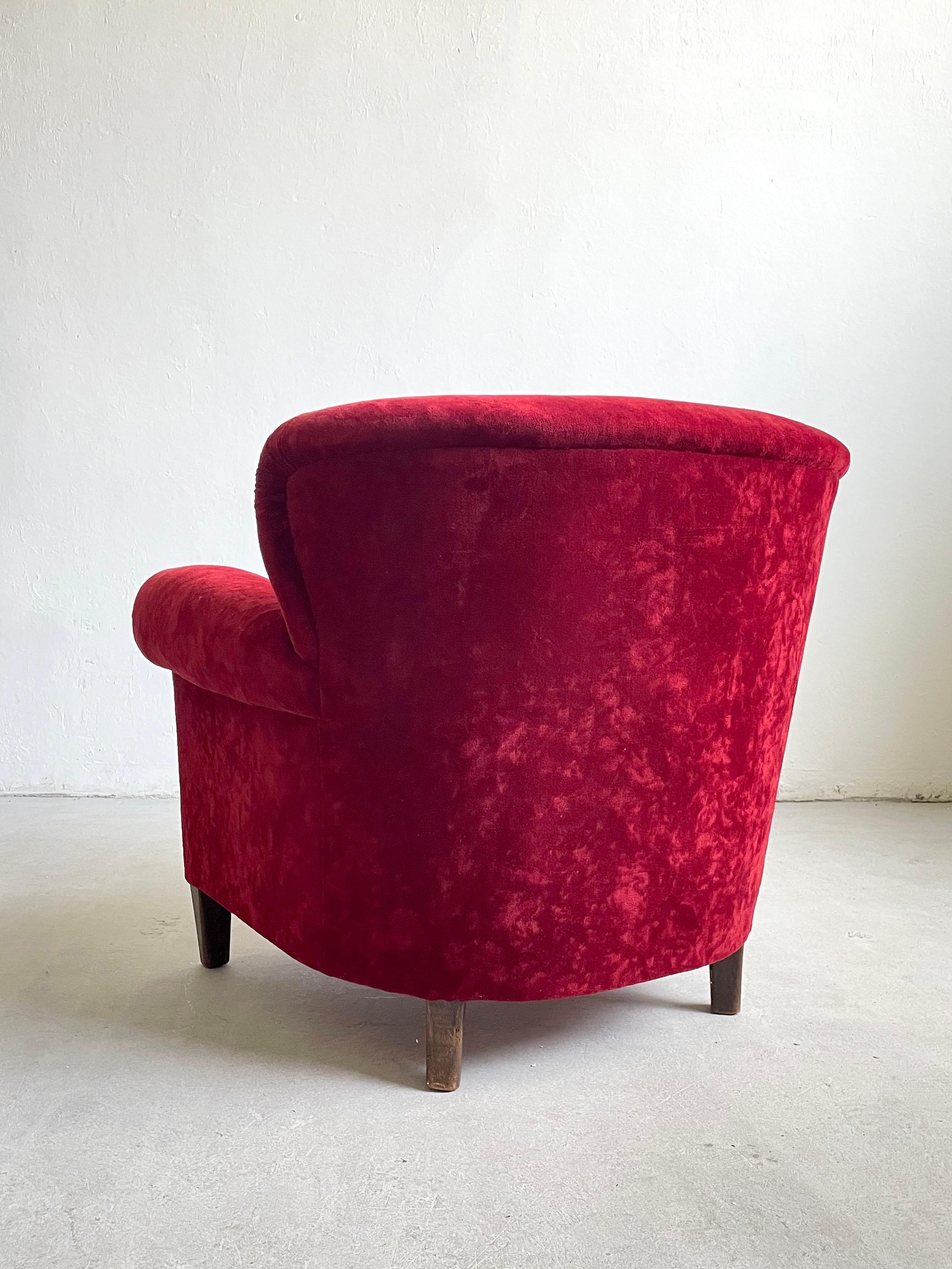 Mid-20th Century Vintage Danish Armchair in Velour, Great original condition, 1950's For Sale