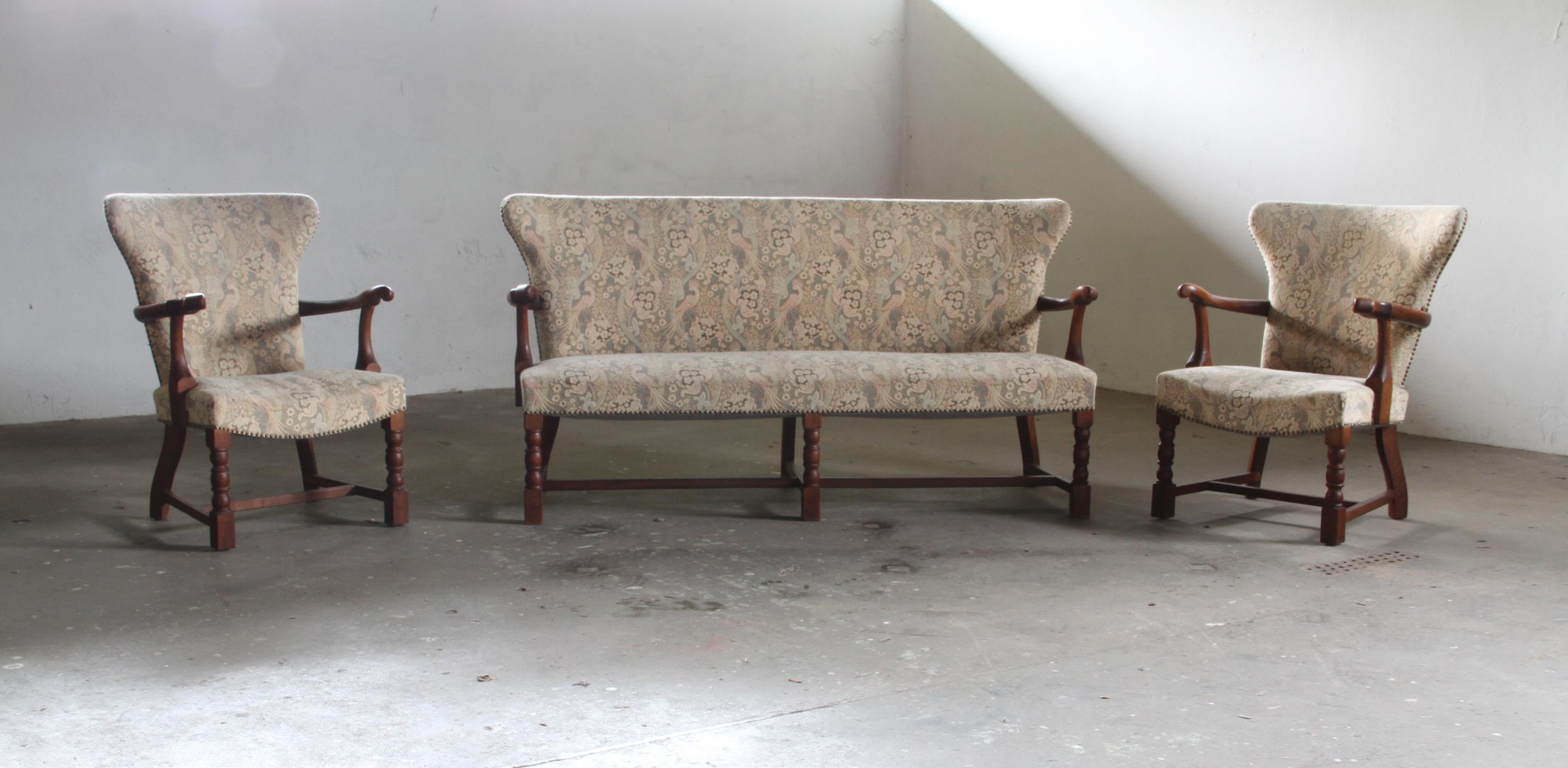 Sofá Art Decó danés vintage de roble - Años 40 Moderno de mediados de siglo en venta