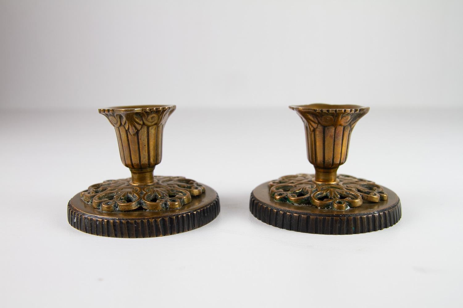 Dänische Vintage-Kerzenhalter aus Bronze im Art nouveau-Stil, 1930er Jahre. Satz von 2.  im Angebot 9