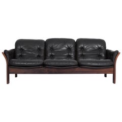 Vintage Danish Black Leather Sofa