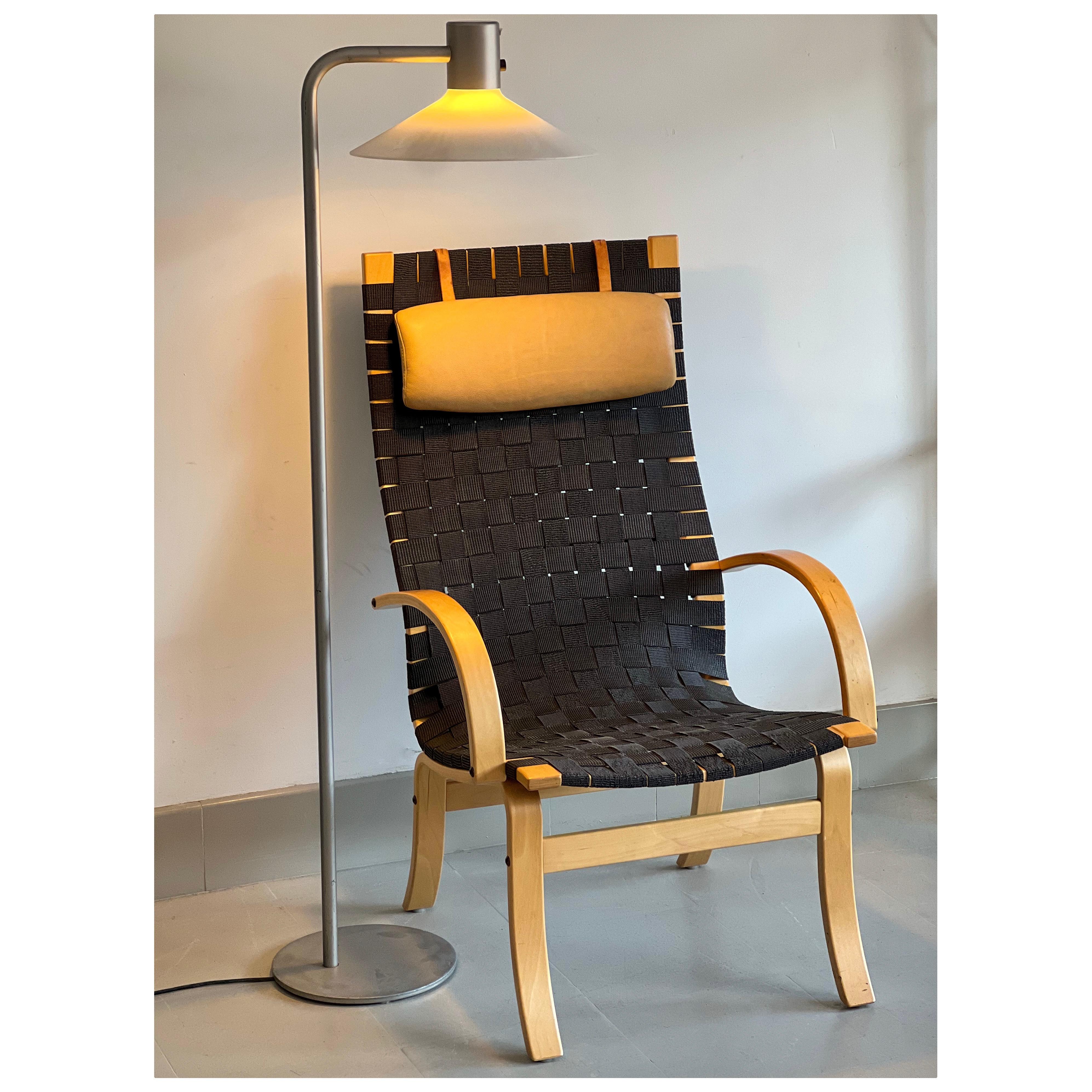 Scandinavian Modern Vintage Danish black woven armchair, Denmark, 1970s For Sale
