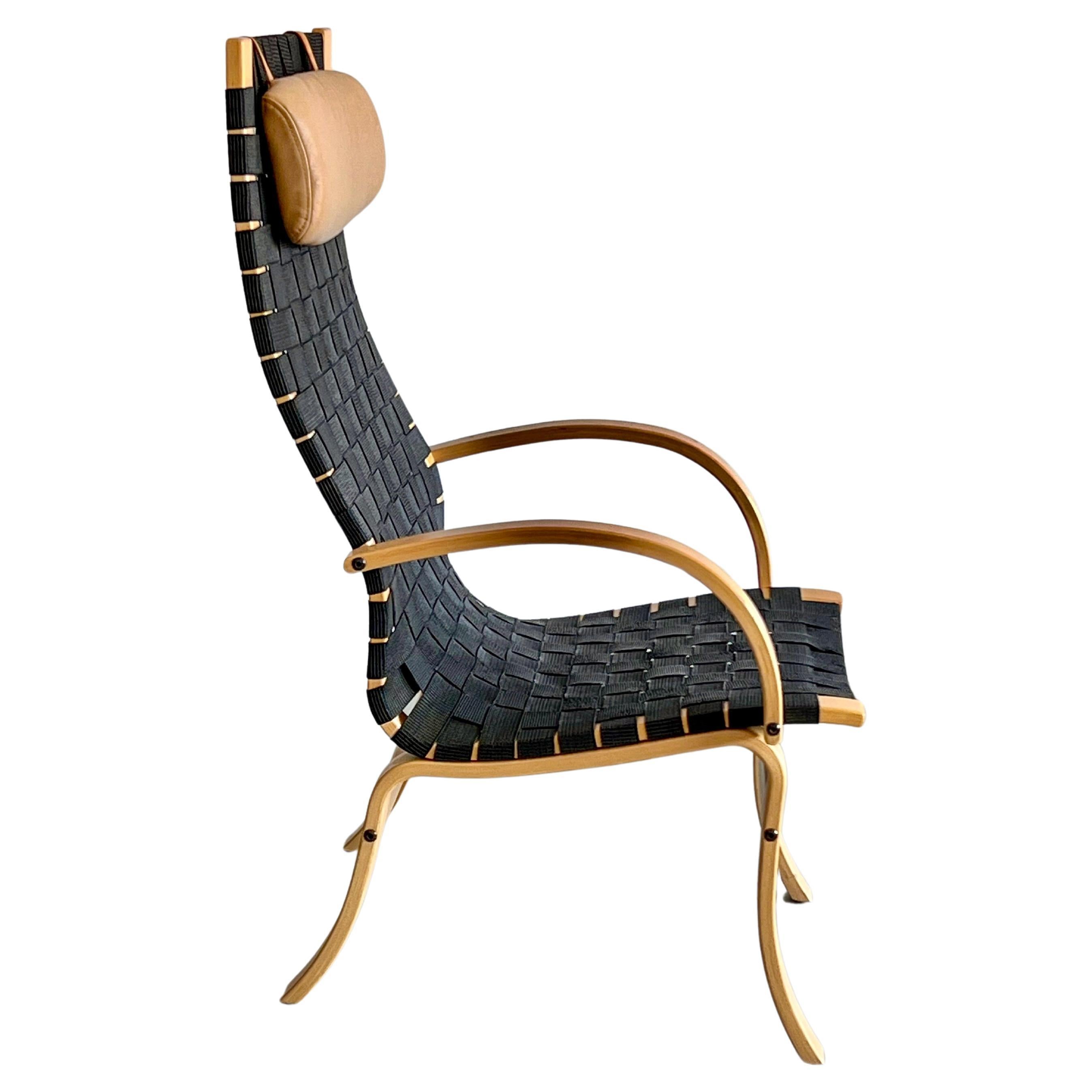 Vintage Danish black woven armchair, Denmark, 1970s For Sale