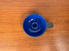 Portavelas vintage de cerámica azul danesa de Stelton
