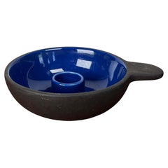 Portavelas vintage de cerámica azul danesa de Stelton