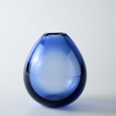 Vintage Danish Blue Glass Drop Vase by Per Lutken for Holmegaard