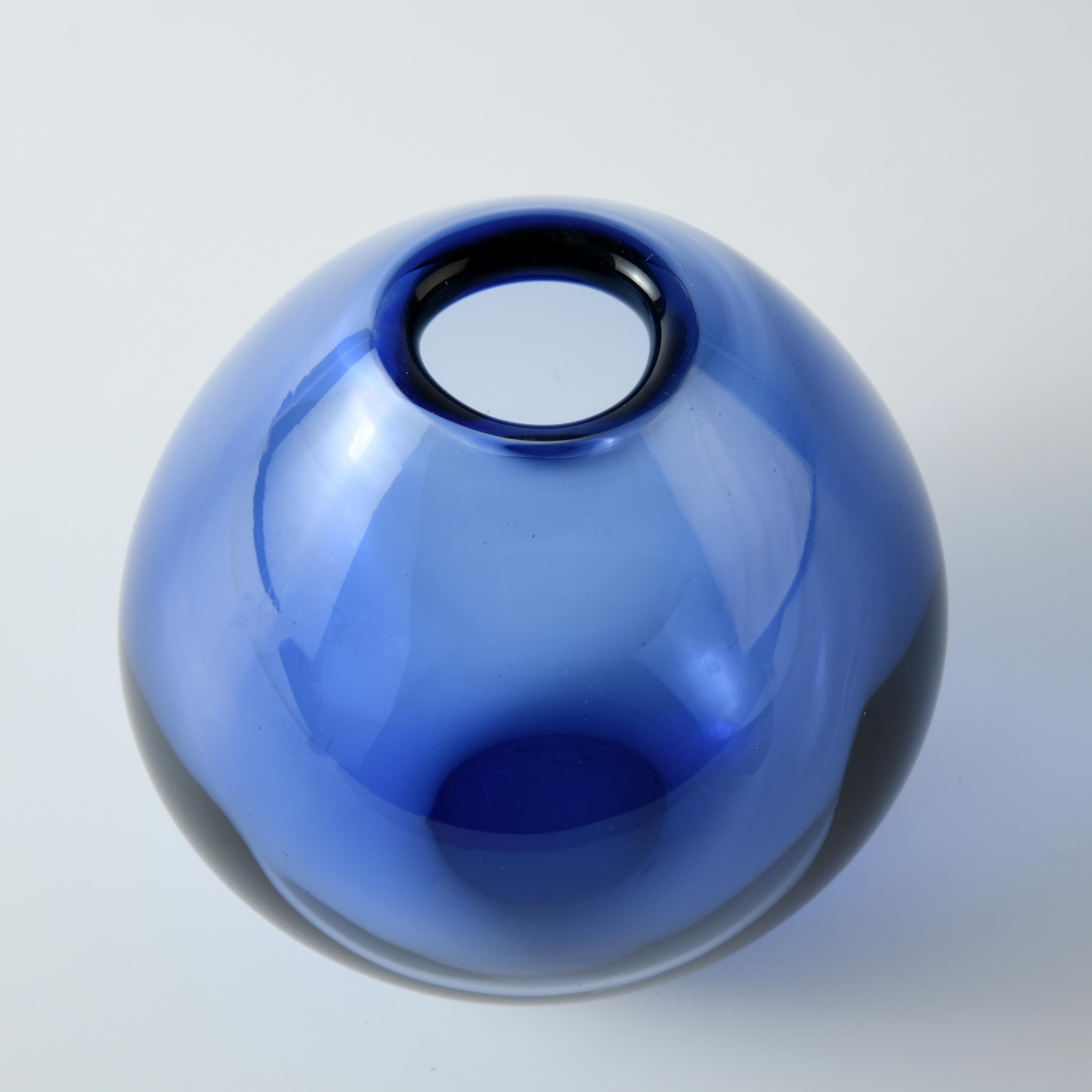 Mid-20th Century Vintage Danish Blue Glass Drop Vase by Per Lutken for Holmegaard For Sale