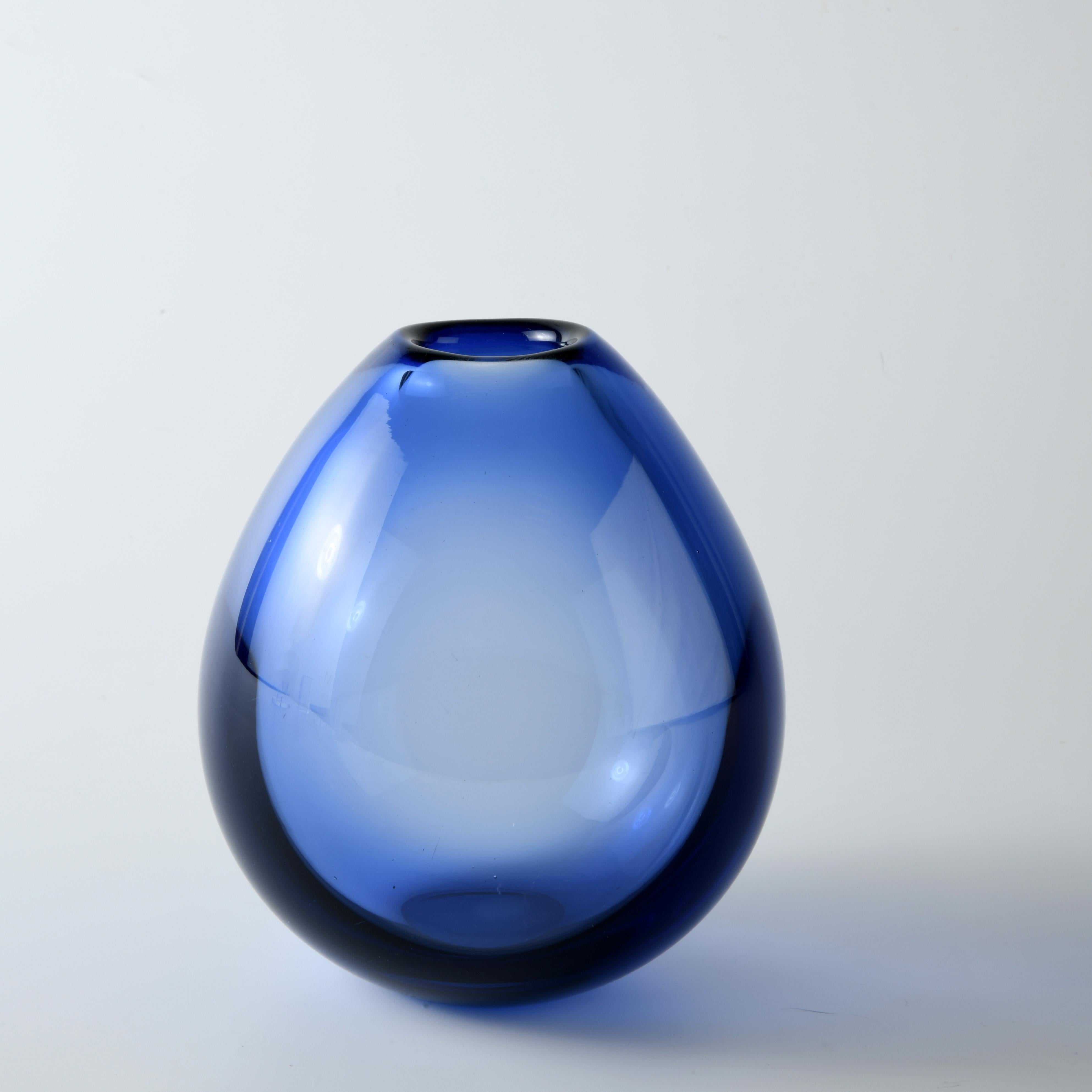 Vintage Danish Blue Glass Drop Vase by Per Lutken for Holmegaard For Sale 1