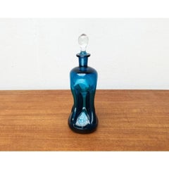Vintage Danish Blue Glass Kluk Kluk Bottle from Holmegaard, 1970s