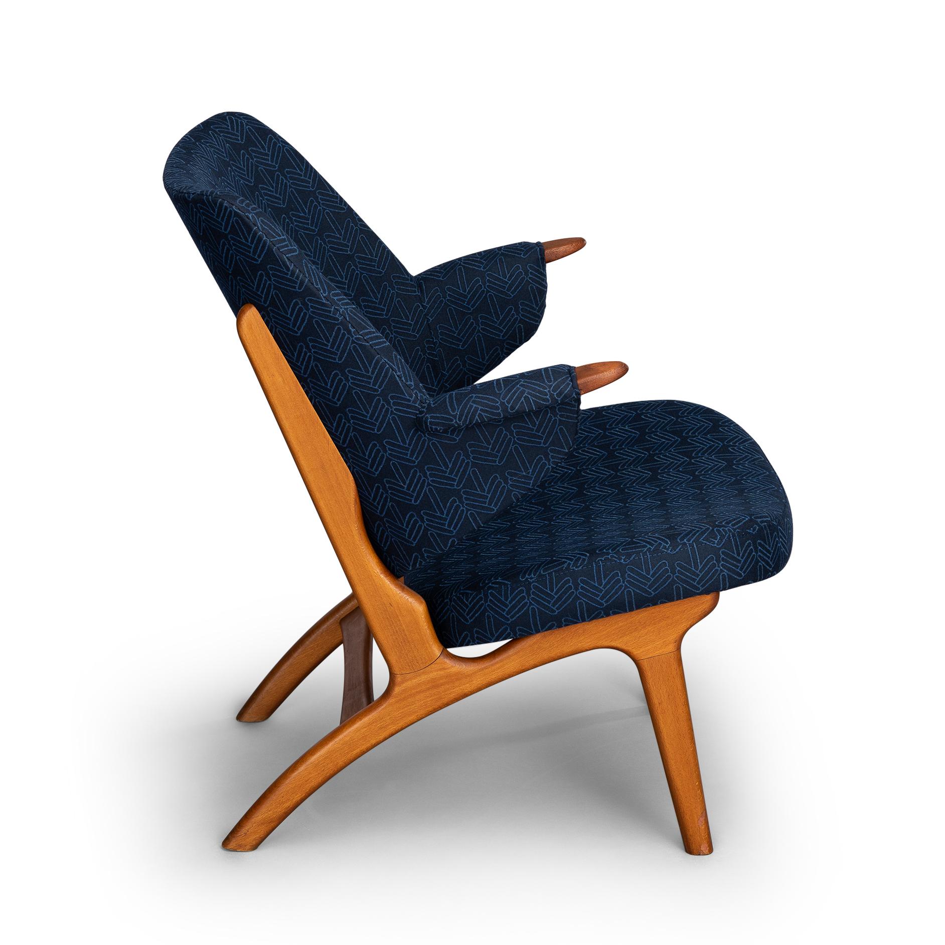 Wool Vintage Danish Blue Model No. 14L Armchair from Poul Hundevad, 1950s