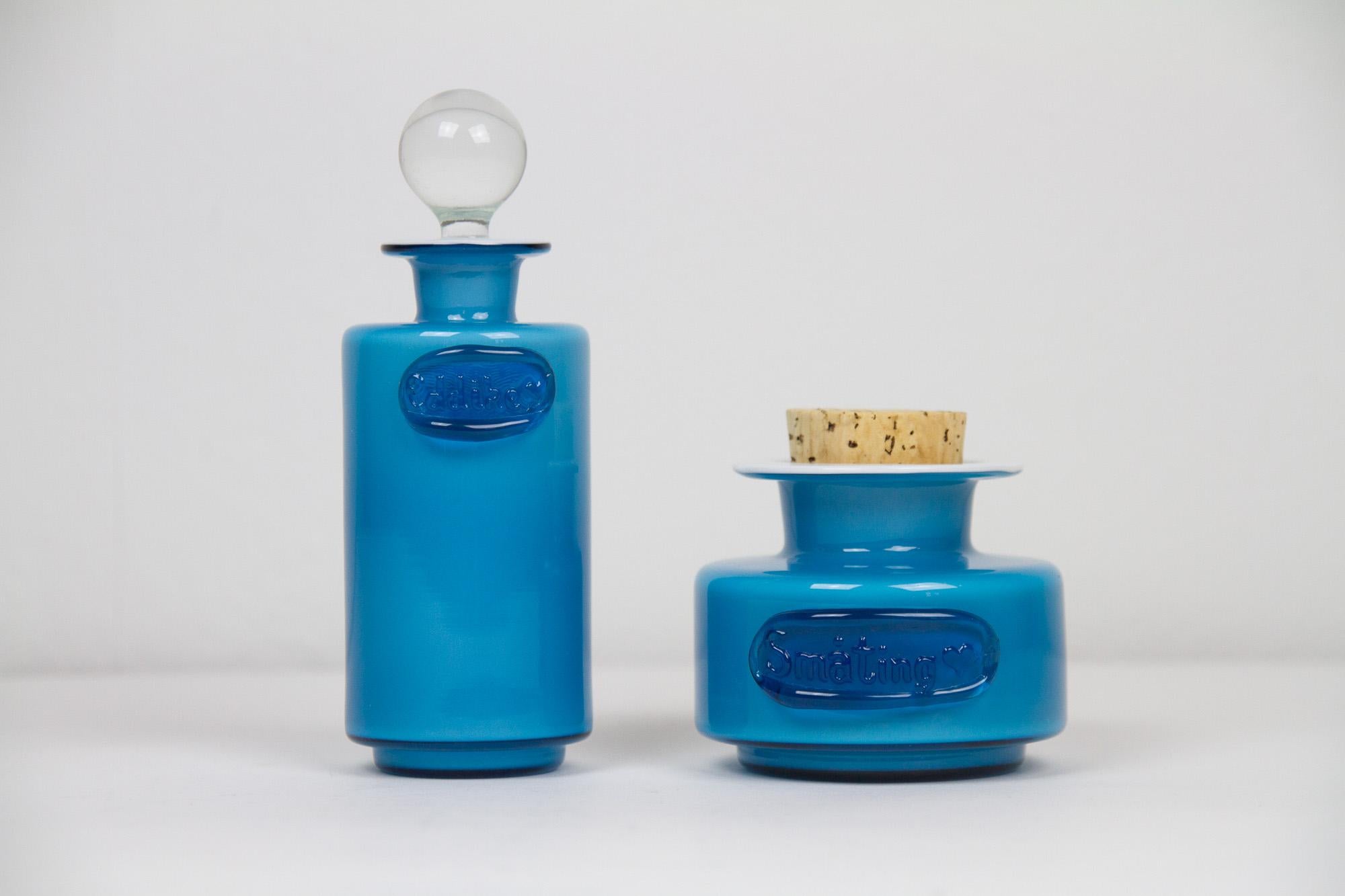 Vintage Danish Blue Palet Glass Jars by Michael Bang for Holmegaard, 1960s For Sale 6