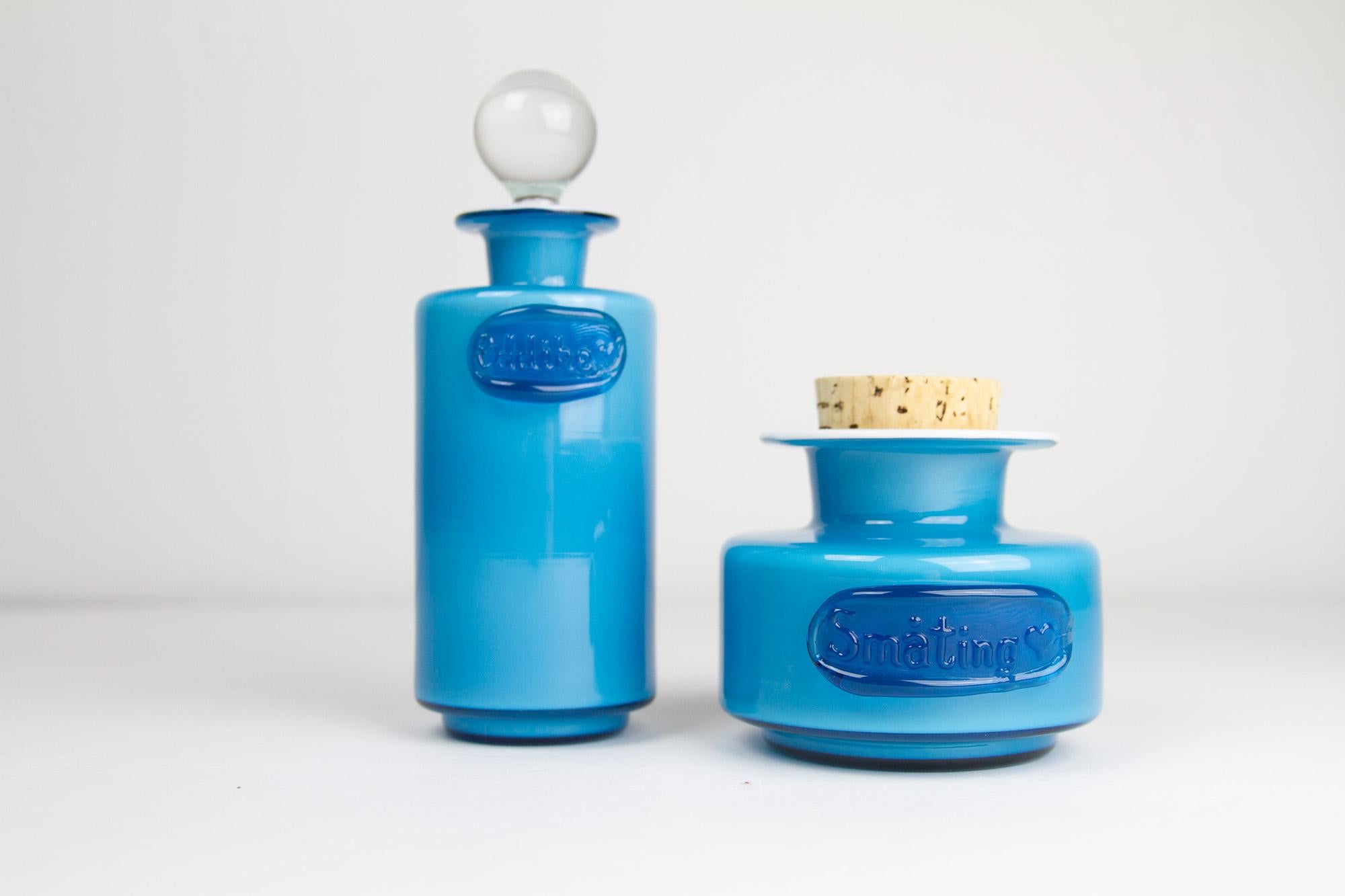 Vintage Danish Blue Palet Glass Jars by Michael Bang for Holmegaard, 1960s For Sale 11