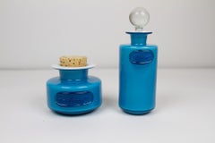 Pots en verre bleu pâle danois vintage de Michael Bang pour Holmegaard, années 1960