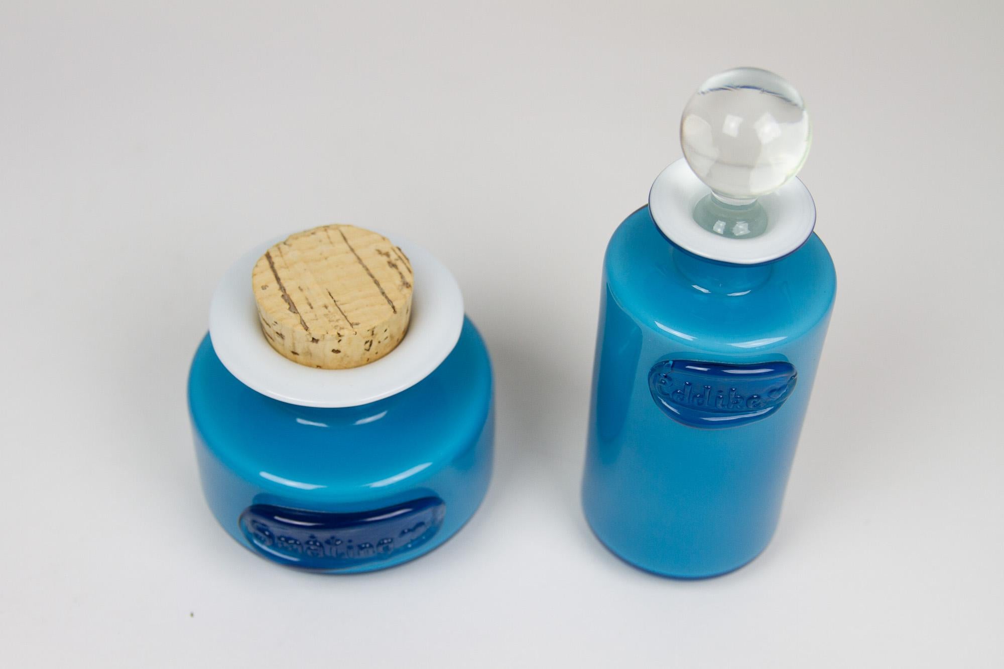 Danese Barattoli d'epoca in vetro blu di Michael Bang per Holmegaard, 1960 in vendita